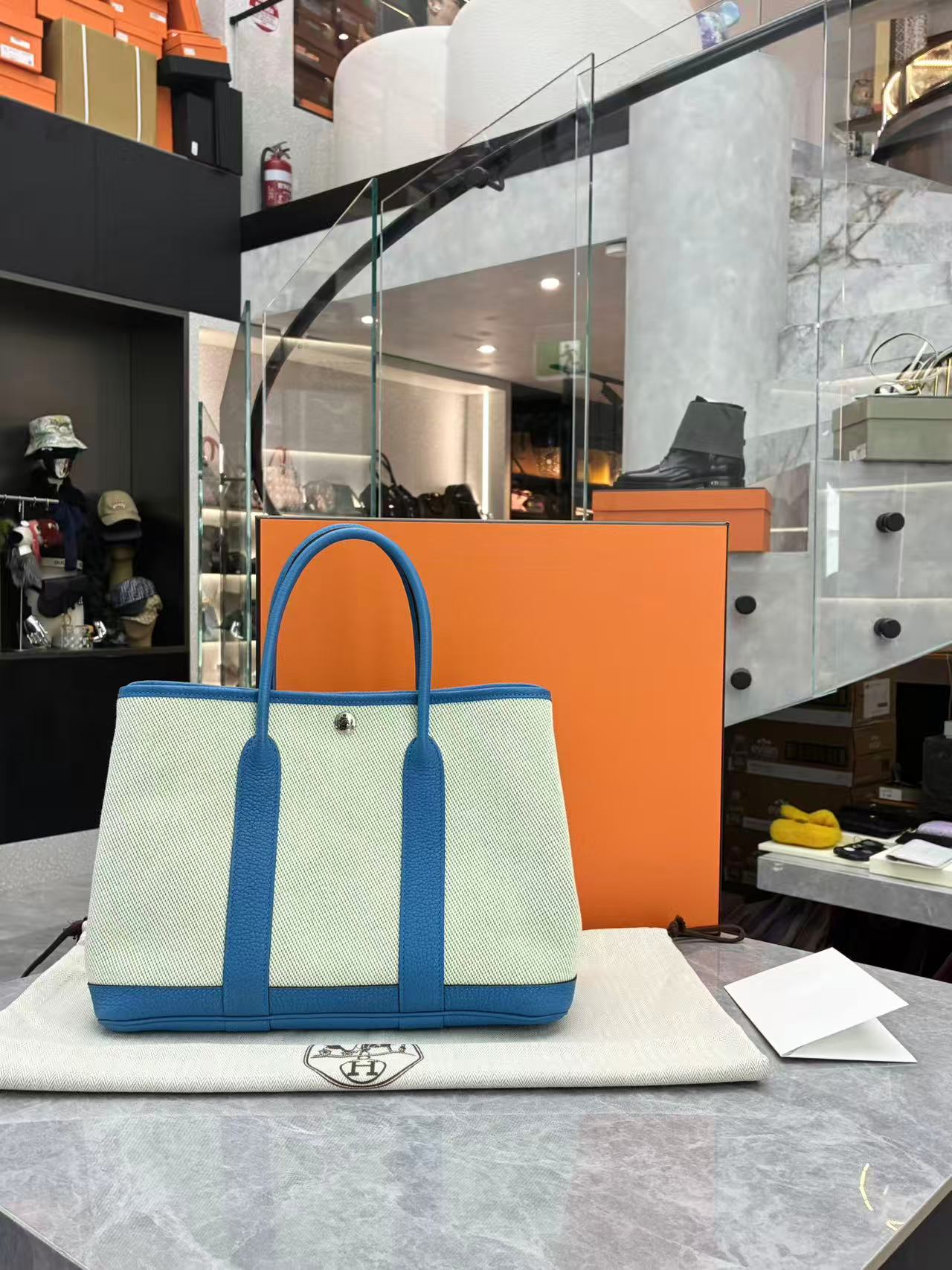 Hermès Garden Party 30 in elegant French Blue