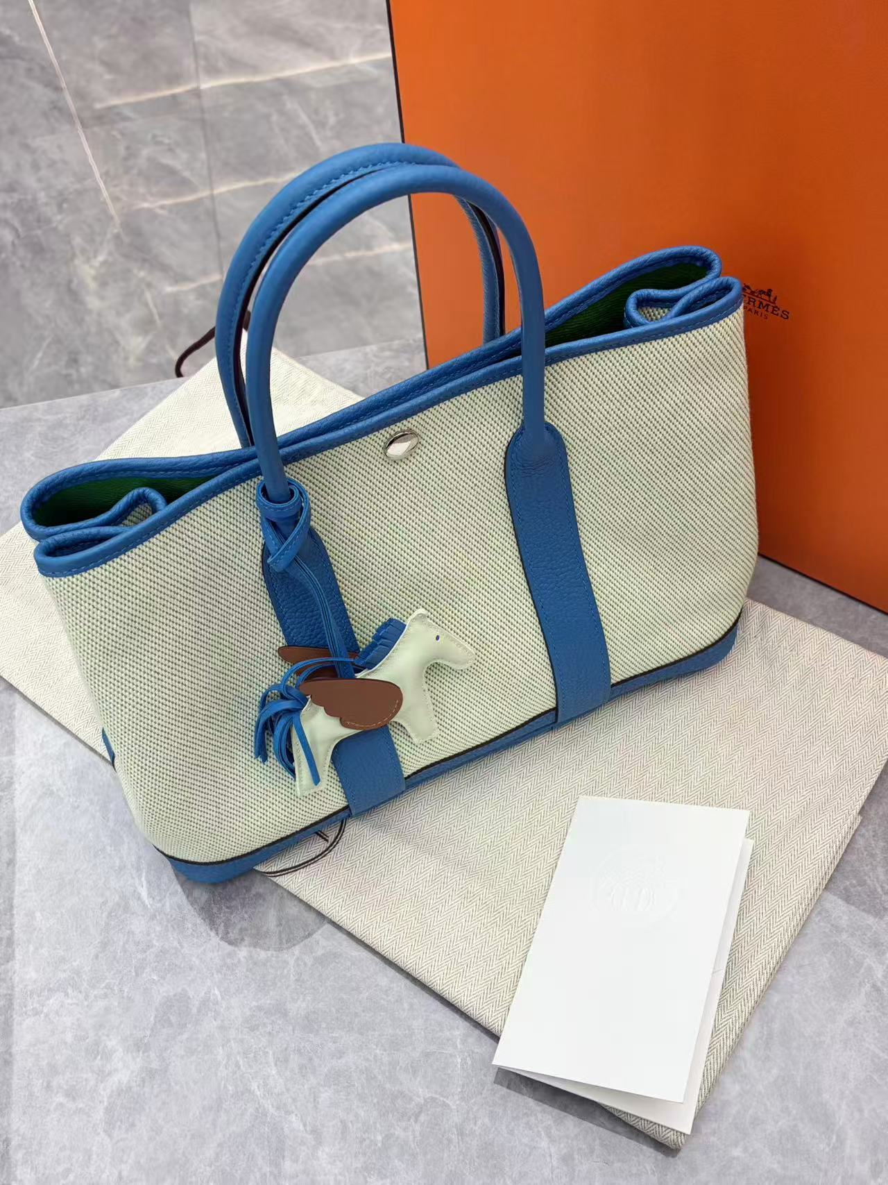 Hermès Garden Party 30 in elegant French Blue