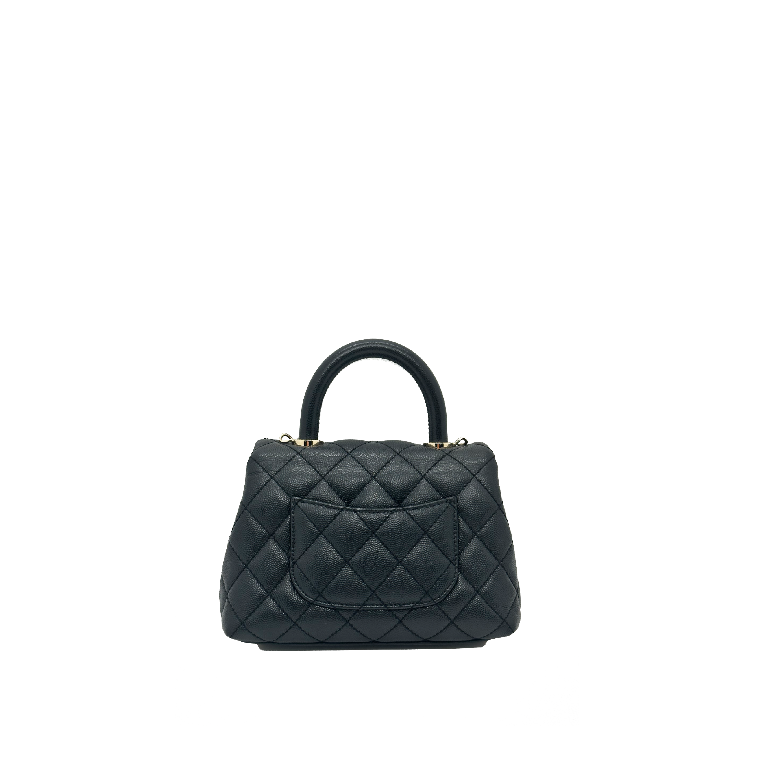 Chanel Mini Flap Bag with Top Handle Grained Calfskin & Gold-Tone Metal Black