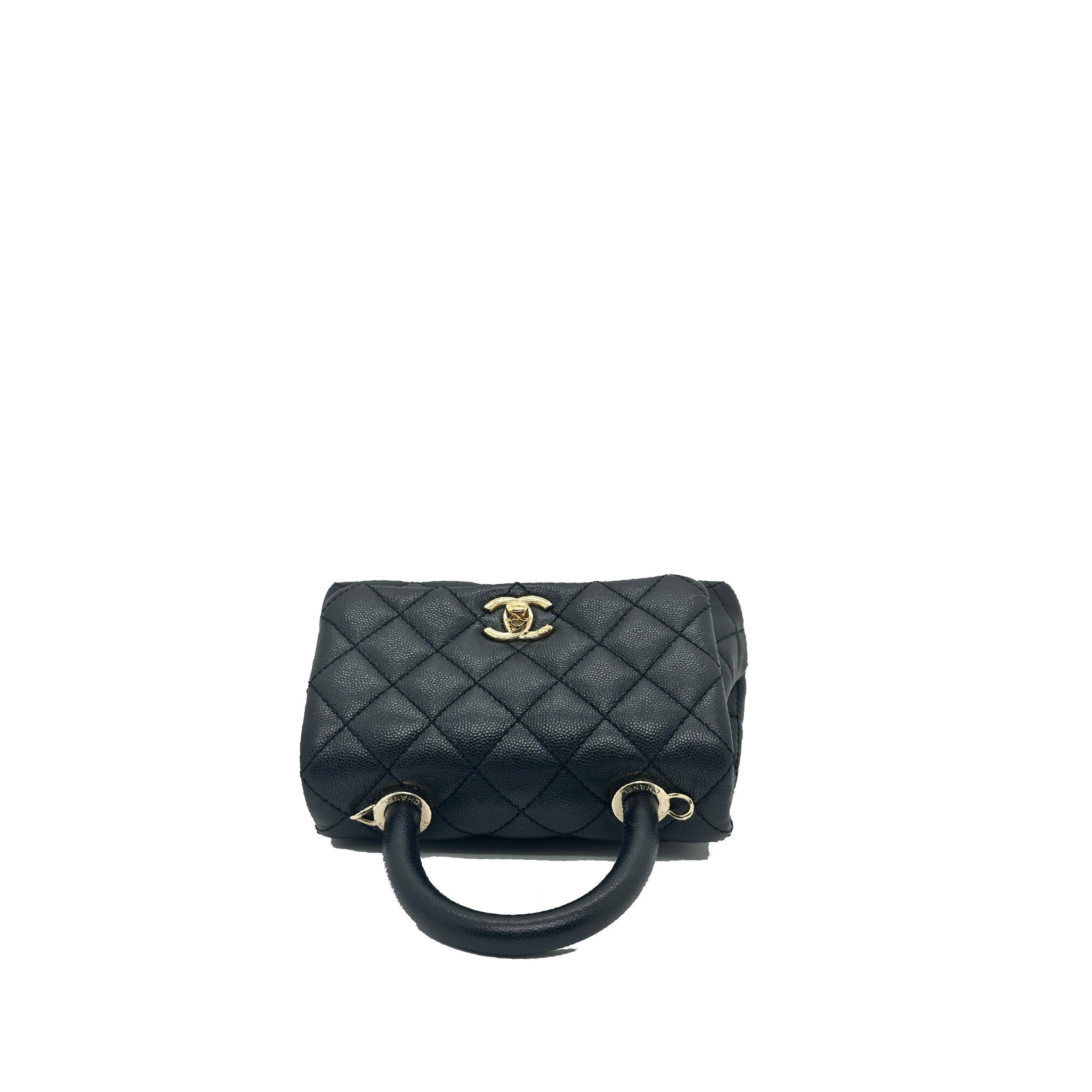 Chanel Mini Flap Bag with Top Handle Grained Calfskin & Gold-Tone Metal Black