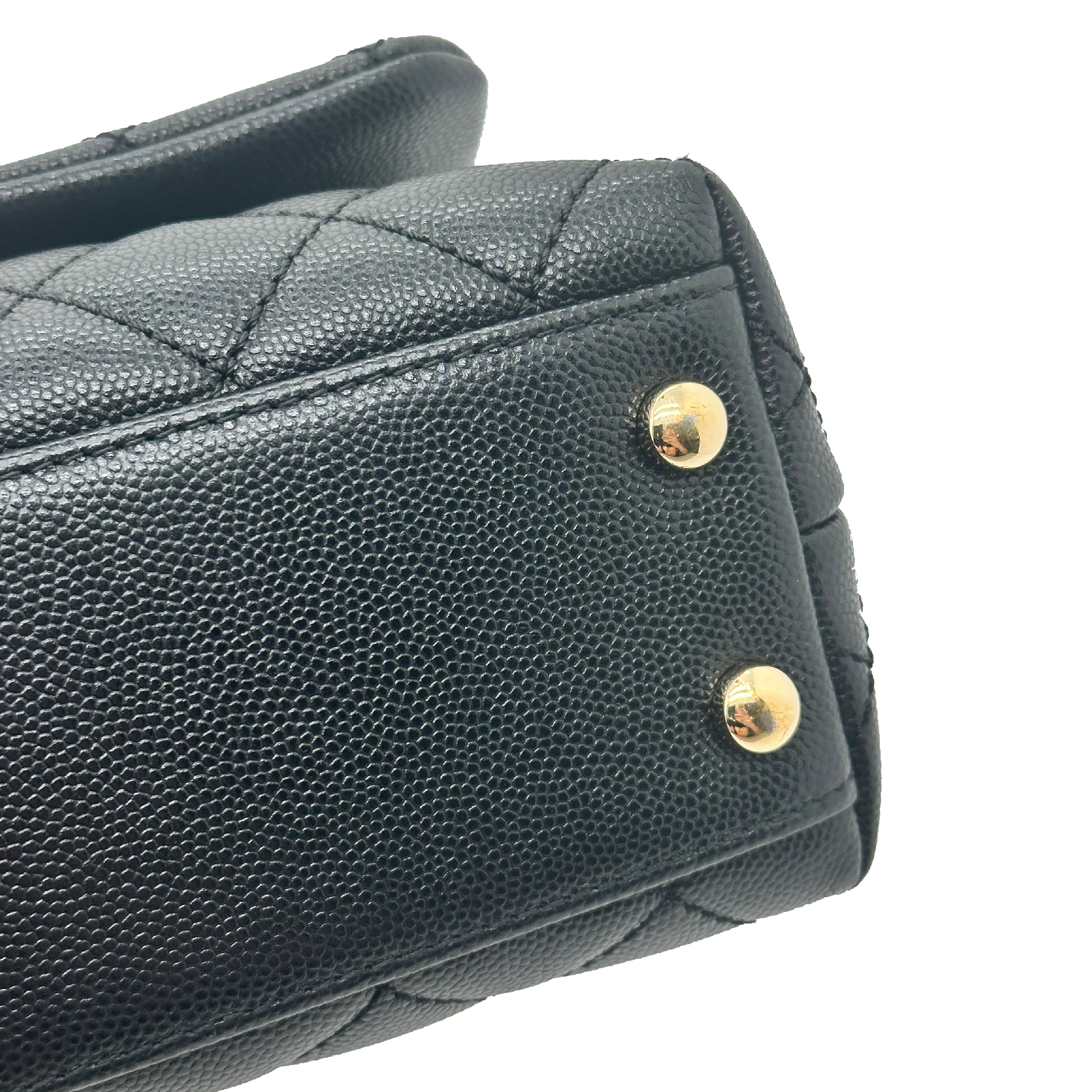 Chanel Mini Flap Bag with Top Handle Grained Calfskin & Gold-Tone Metal Black