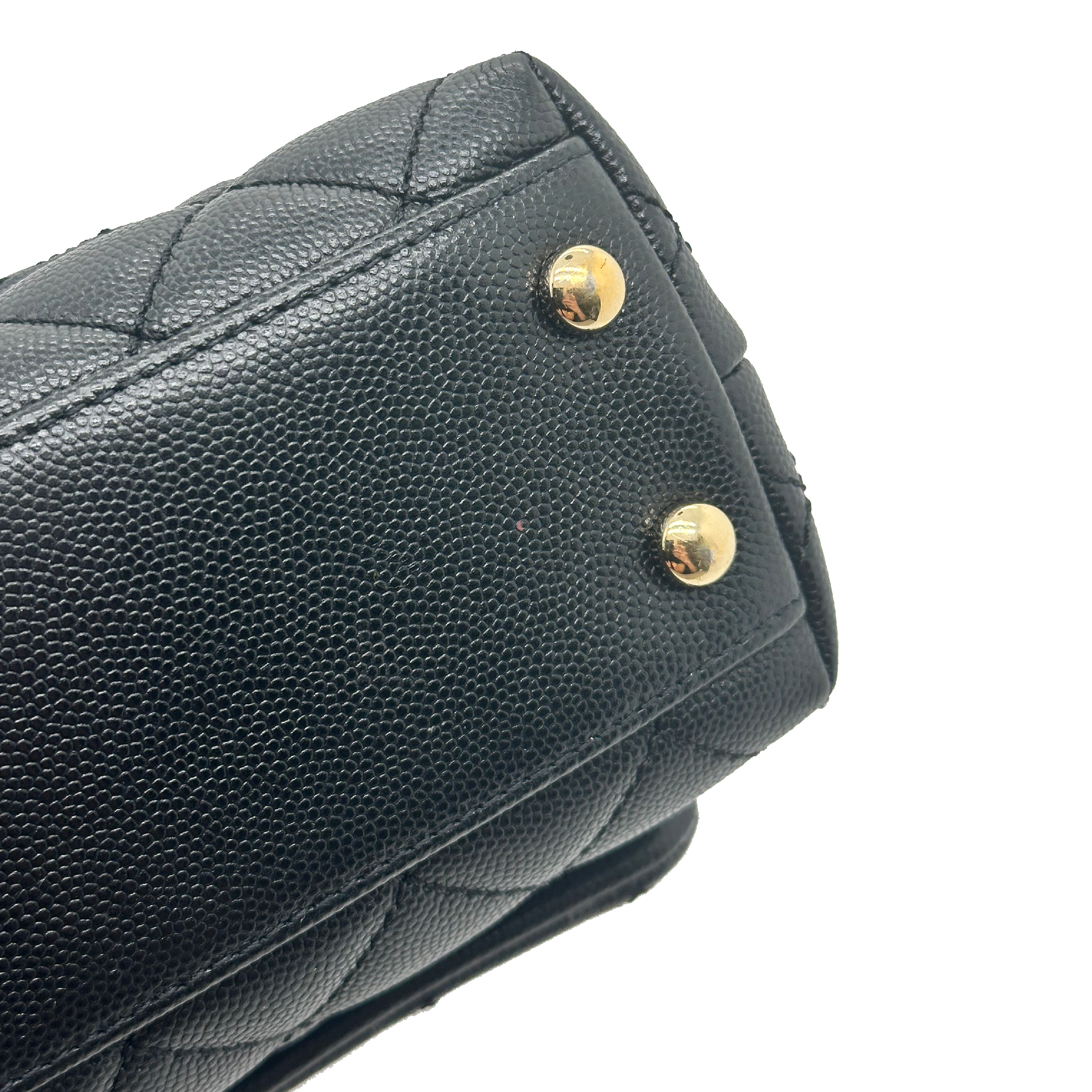 Chanel Mini Flap Bag with Top Handle Grained Calfskin & Gold-Tone Metal Black