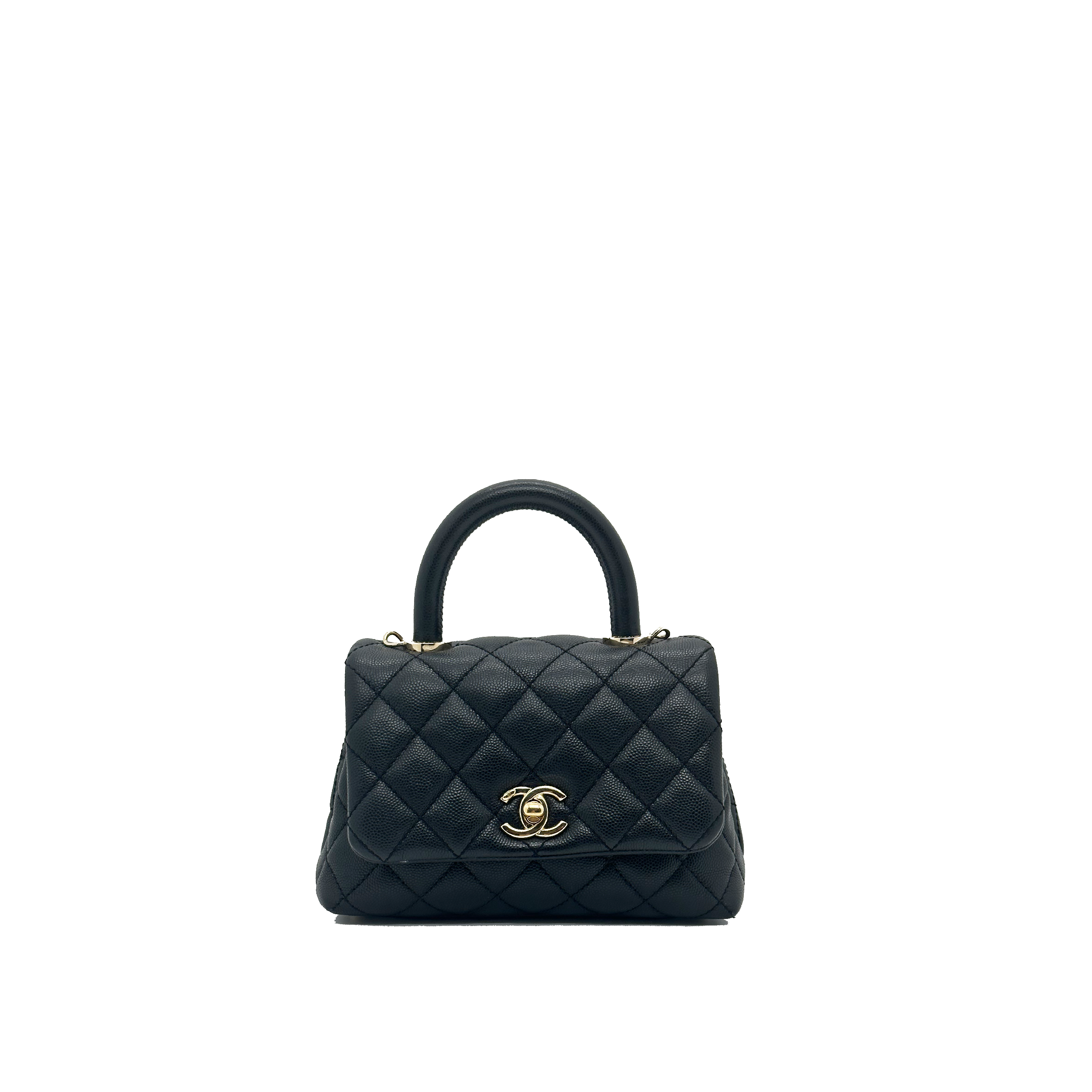 Chanel Mini Flap Bag with Top Handle Grained Calfskin & Gold-Tone Metal Black