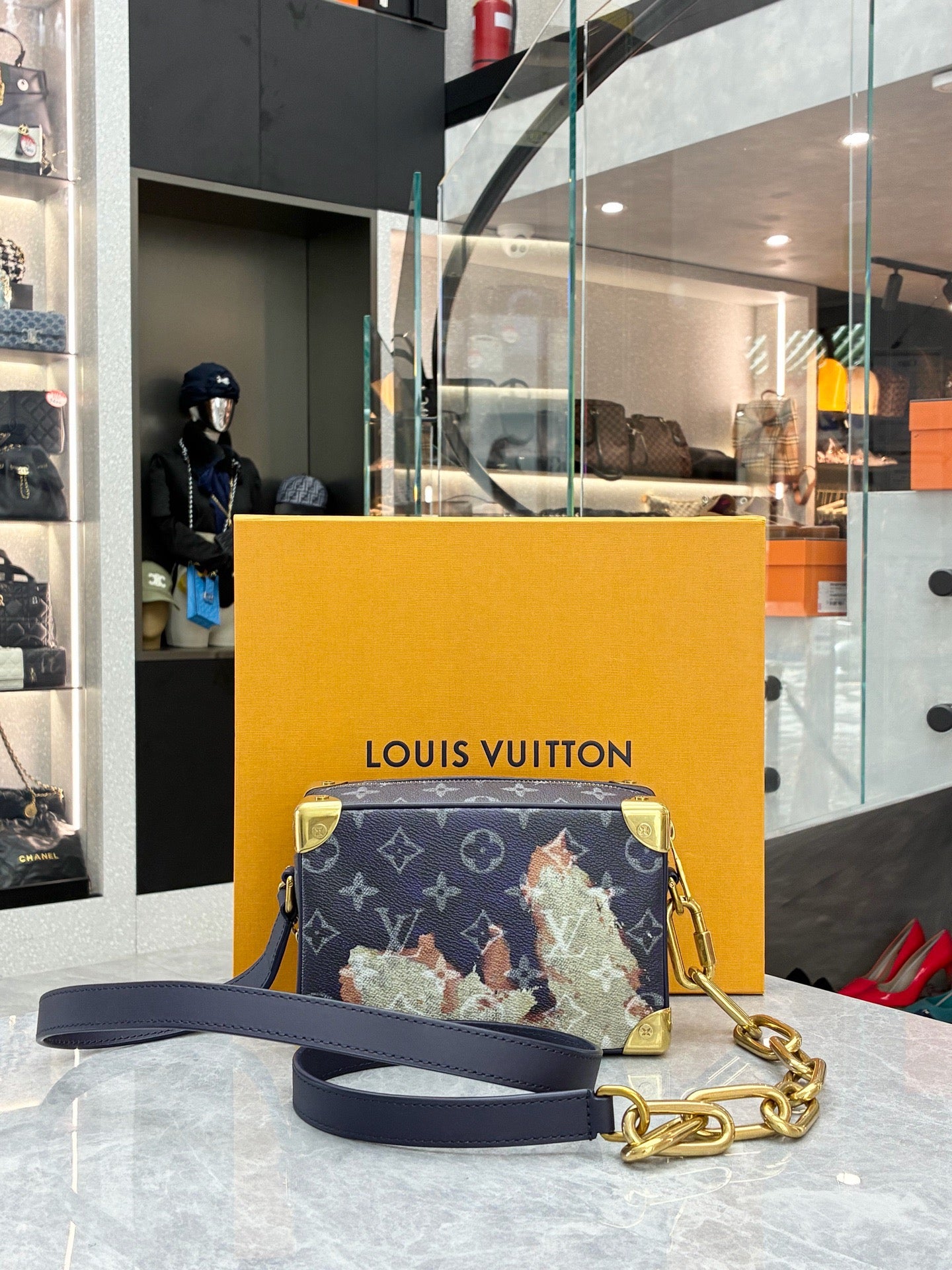 Louis Vuitton Mini Soft Trunk bag in the Monogram Bleach print from the Spring-Summer 2024 collection