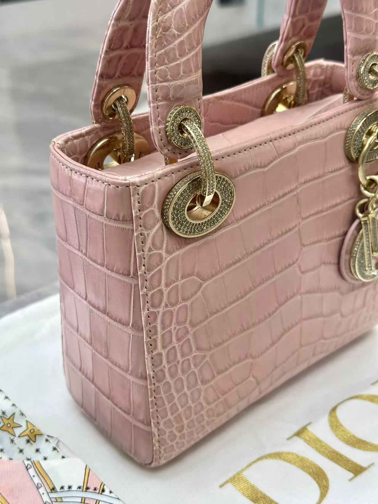 Dior Alligator Pink Lady Dior Mini Bag