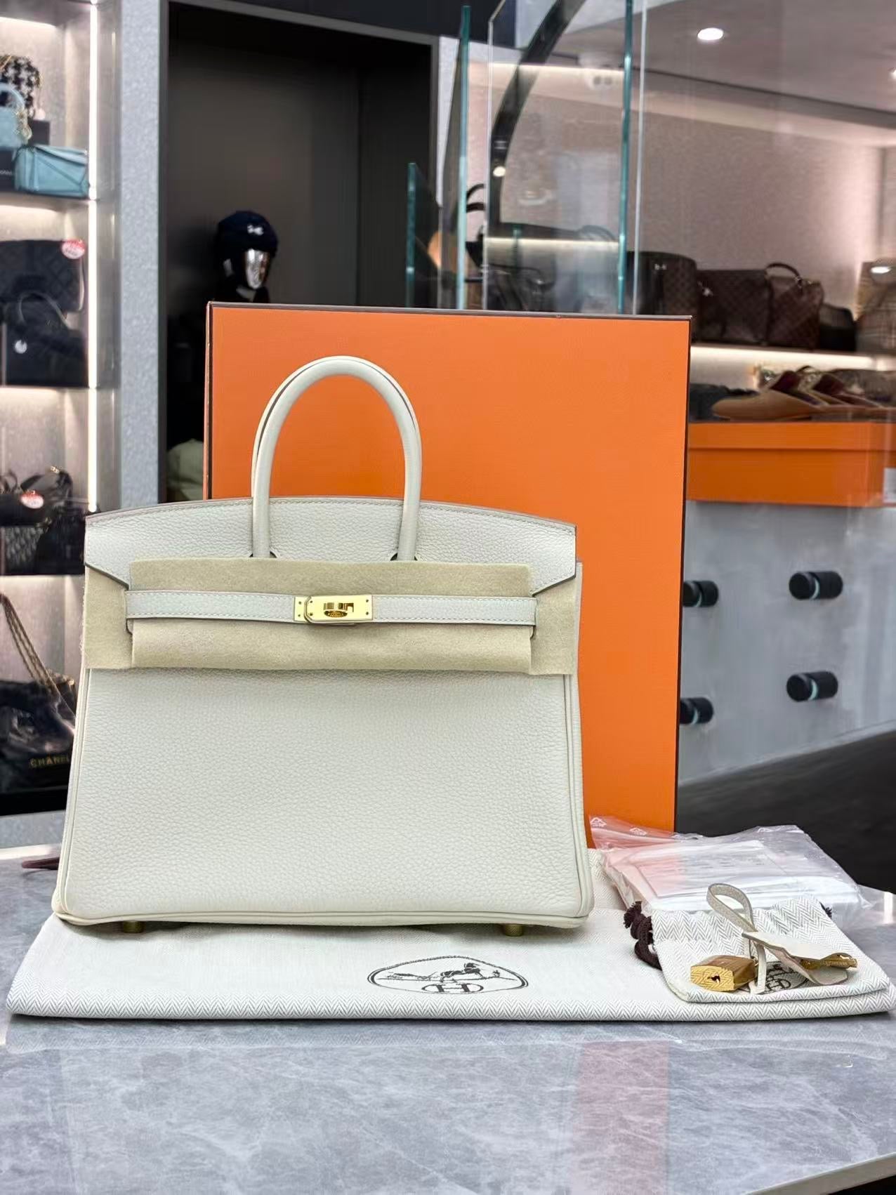 Hermes Birkin 25 Togo 8L Beton GHW (Z Stamp)