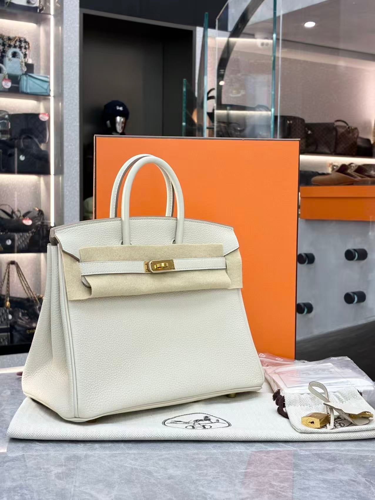 Hermes Birkin 25 Togo 8L Beton GHW (Z Stamp)
