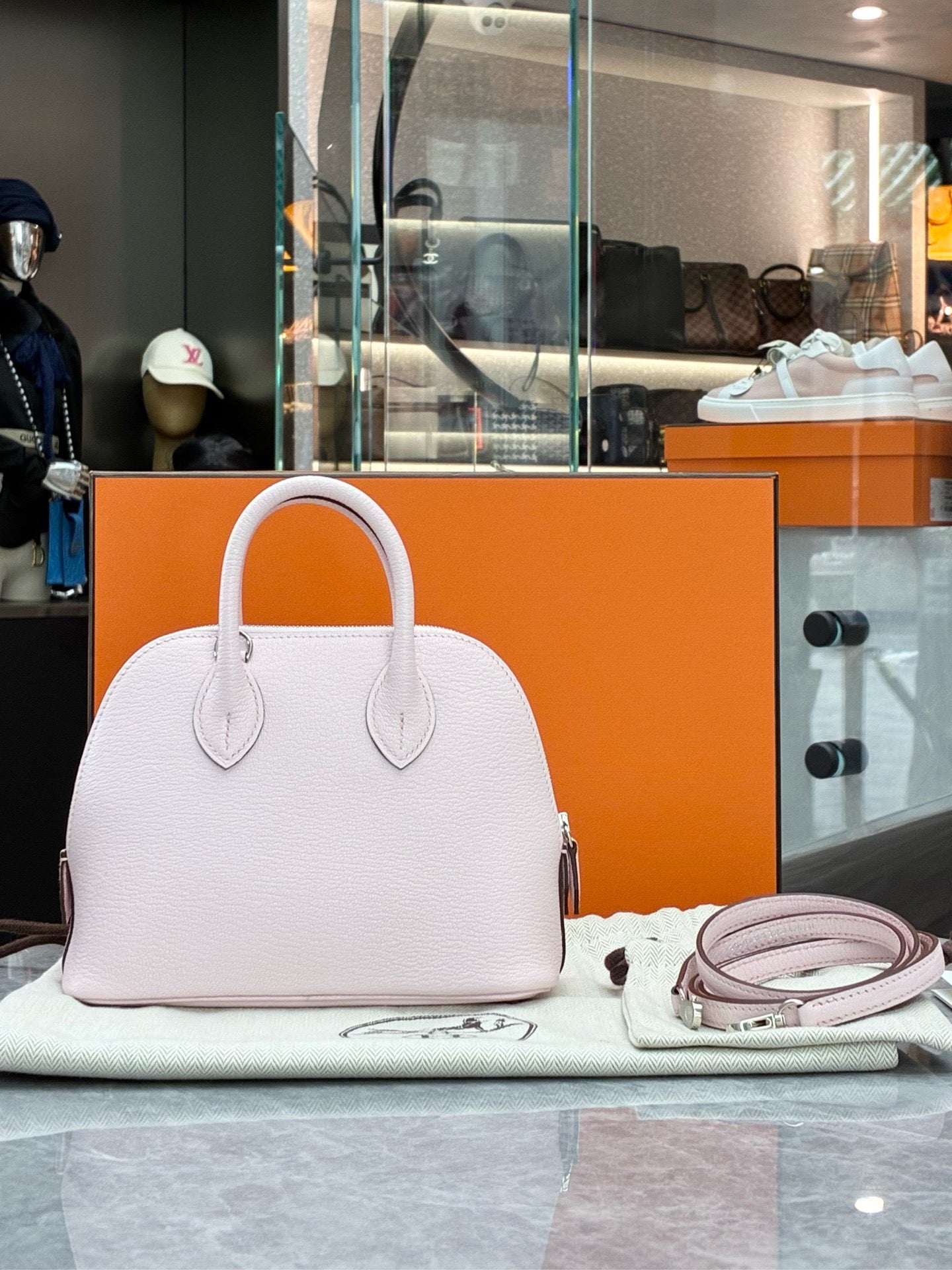 Hermes Mini Bolide in Rose Darling Chèvre Phw (K stamp)