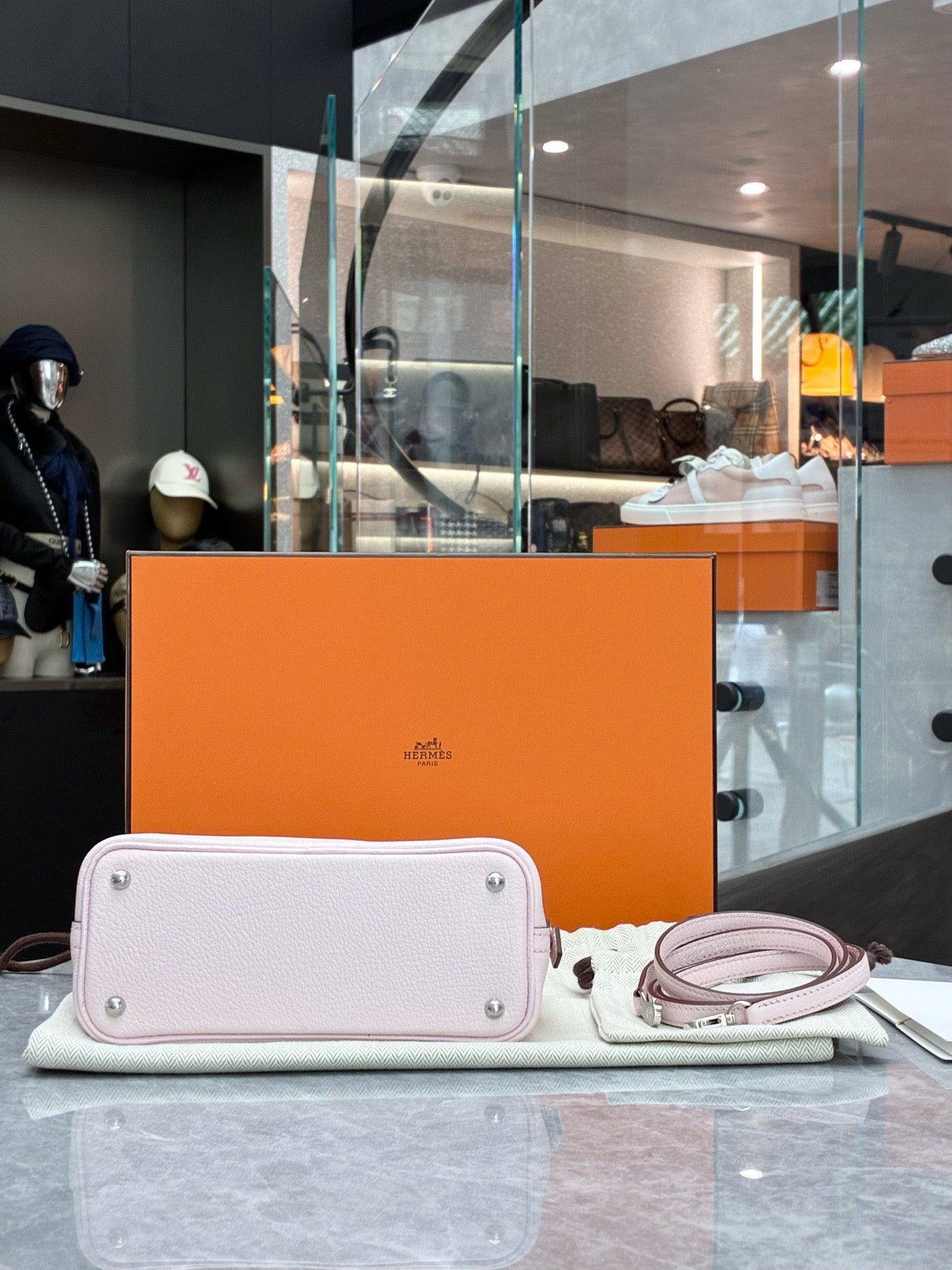 Hermes Mini Bolide in Rose Darling Chèvre Phw (K stamp)