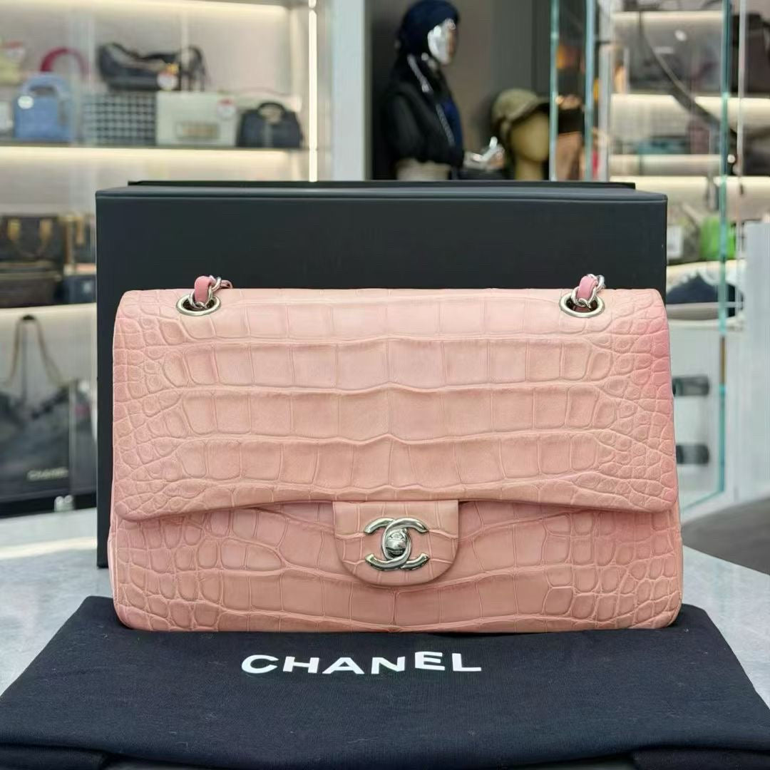 Chanel Alligator Medium Pink Classic Flap Bag