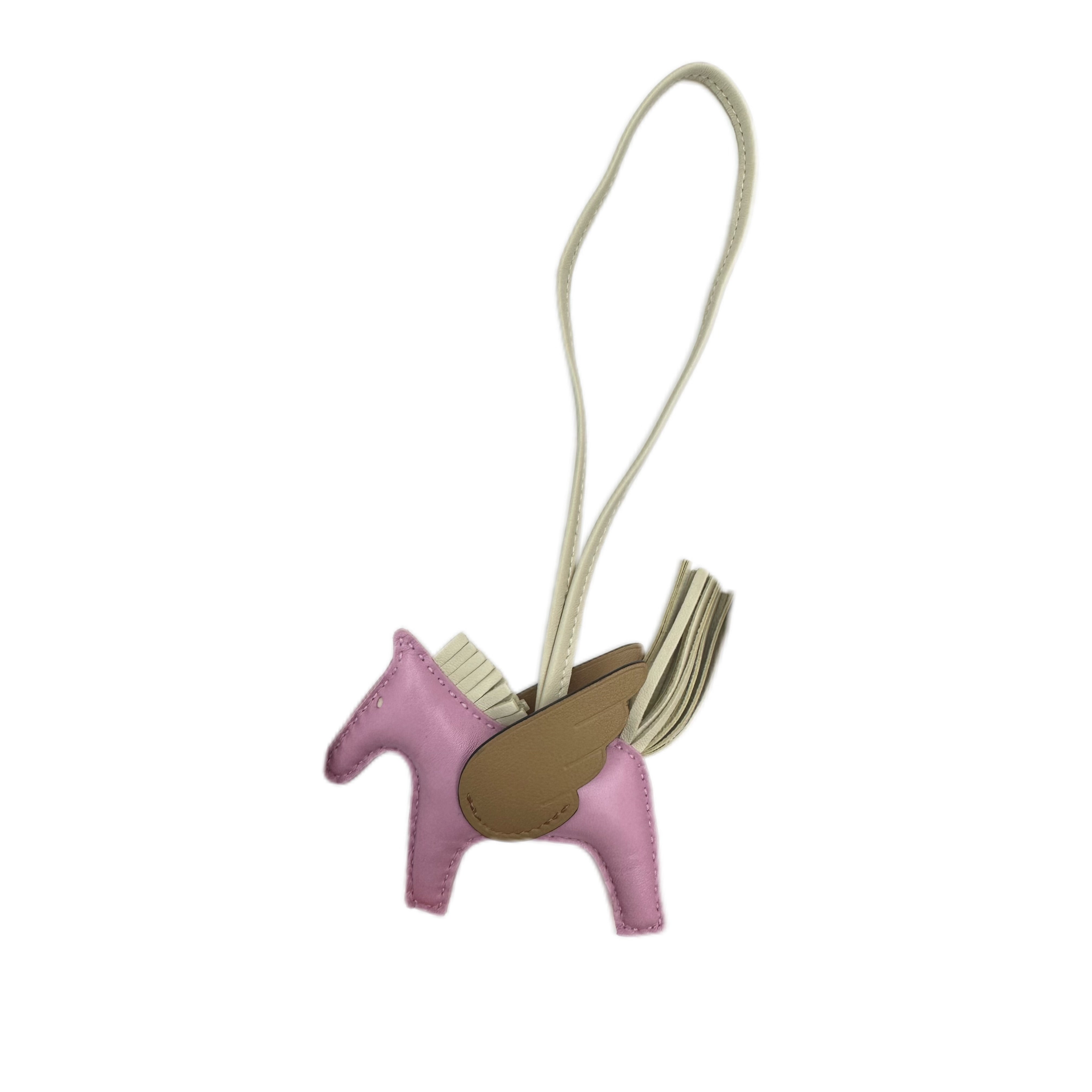 HERMÈS Rodeo Pegase PM Bag Charm (Pink/Beige/Gold)B stamp