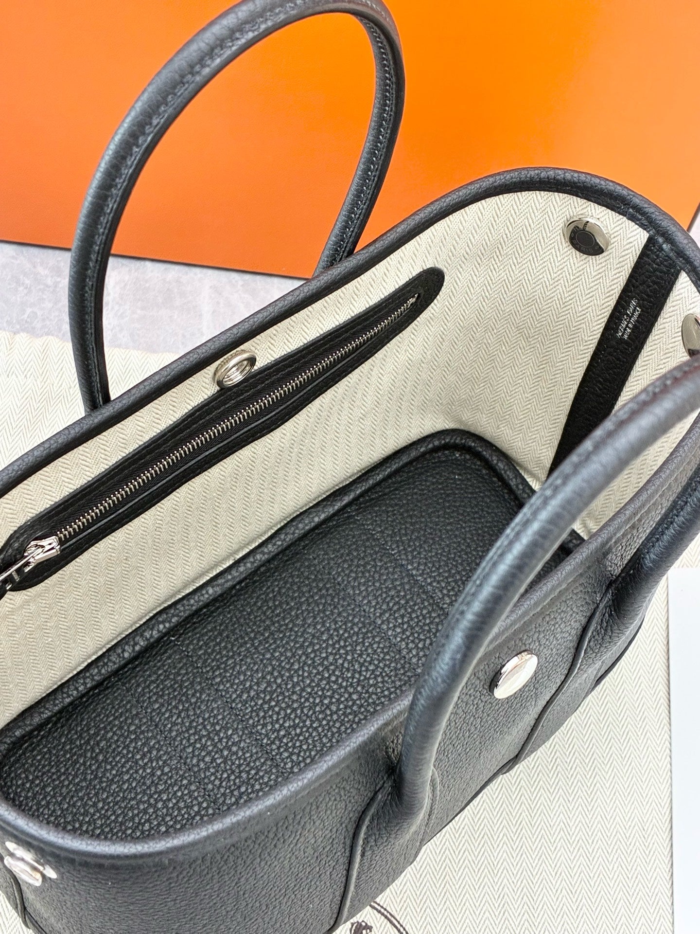 Hermès Garden Party Mini – Black Clemence Leather, Palladium Hardware, G Stamp