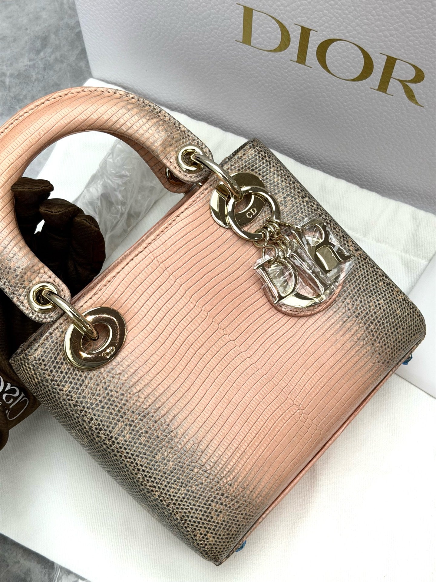 DIOR Lady Dior – Pink Himalaya Lizard Skin, Gold Hardware, Brand New