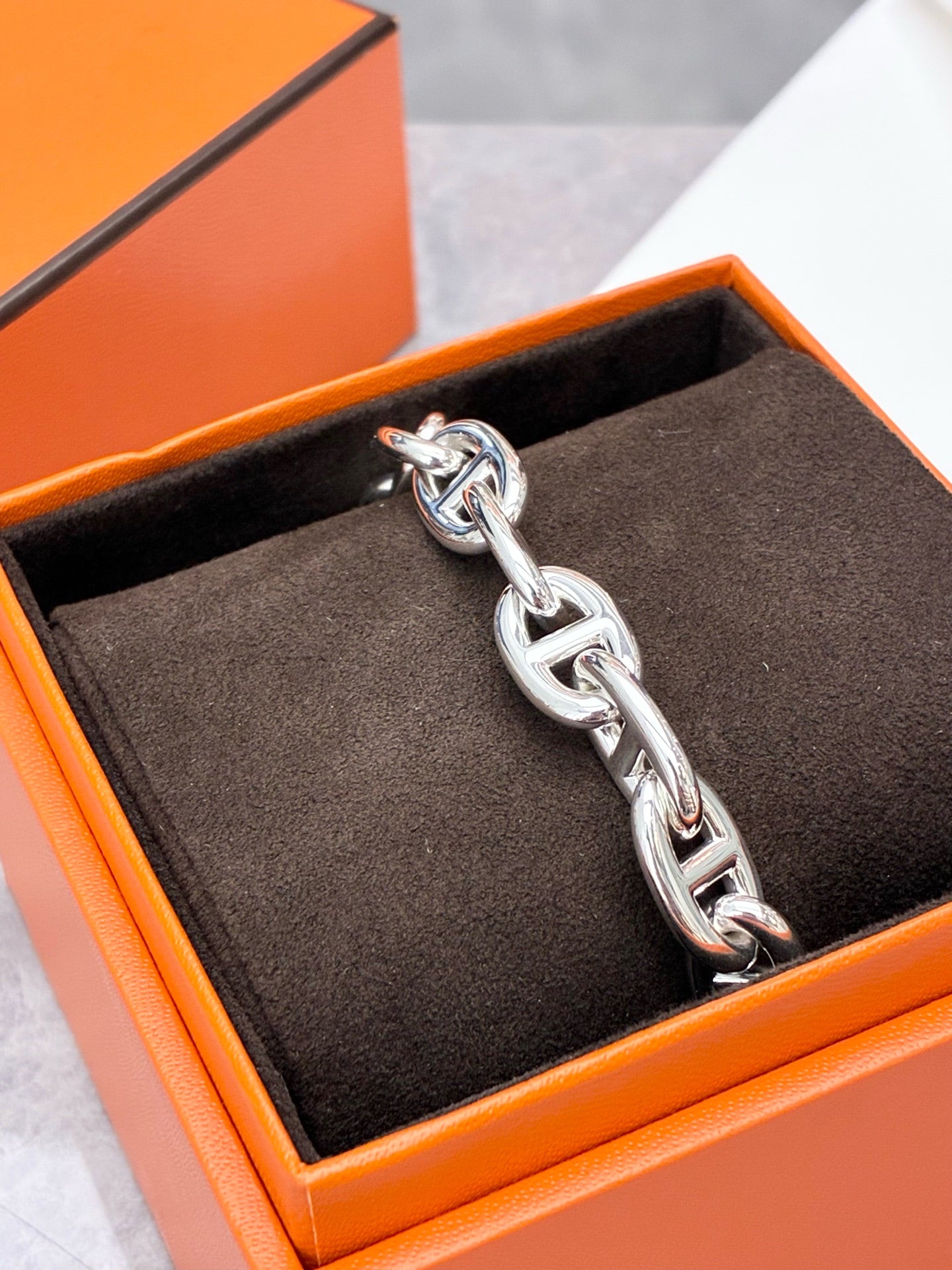 Hermès Chaine d'Ancre Bracelet – Sterling Silver, MM Size 15, Brand New