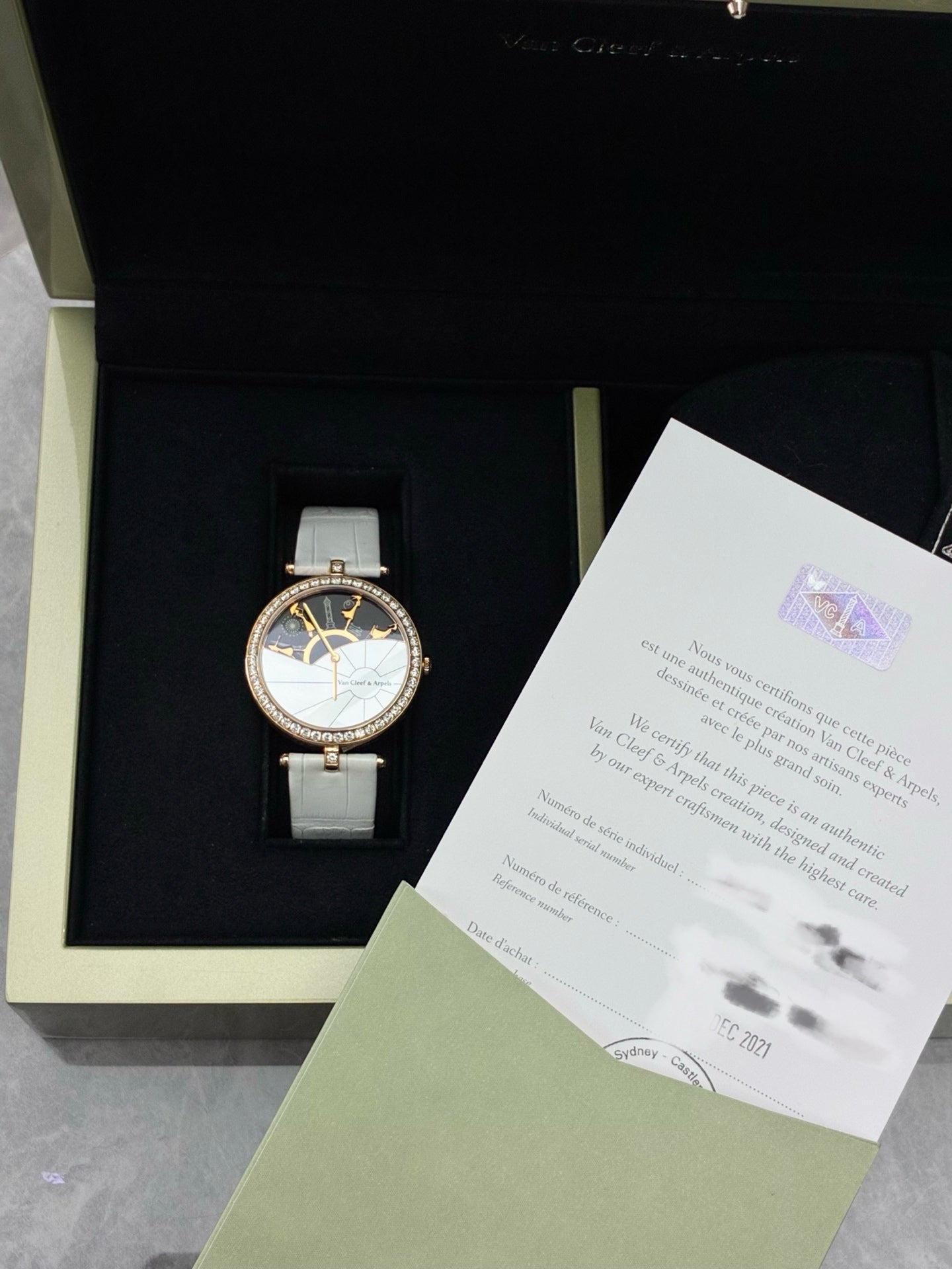 Van Cleef & Arpels Poetic Complications Watch – 18K Rose Gold, Diamond-Set, Pre-Owned