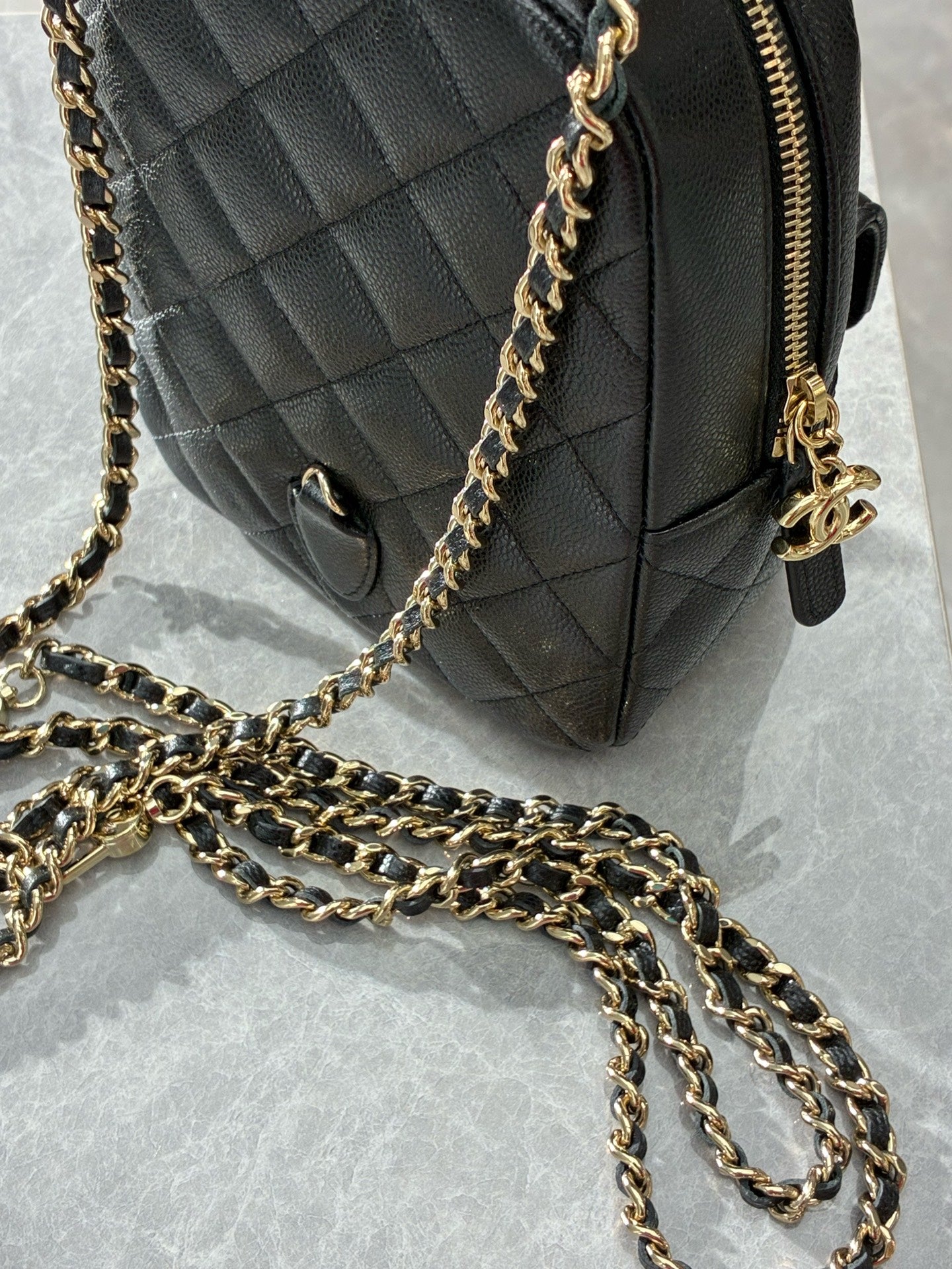 CHANEL Caviar Mini Backpack – Black with Gold Hardware, Pre-Owned