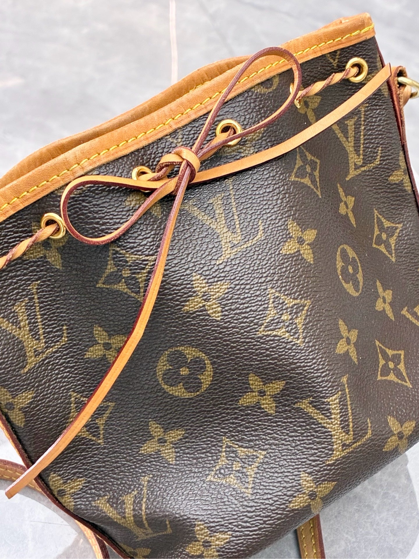 LOUIS VUITTON Nano Noé – Monogram Canvas, Drawstring Bucket Bag, Pre-Owned