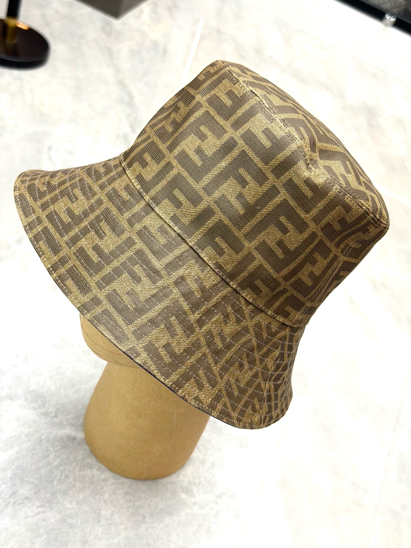 FENDI Double-F Monogram Bucket Hat – FF Jacquard Canvas, Size M (59), Pre-Owned