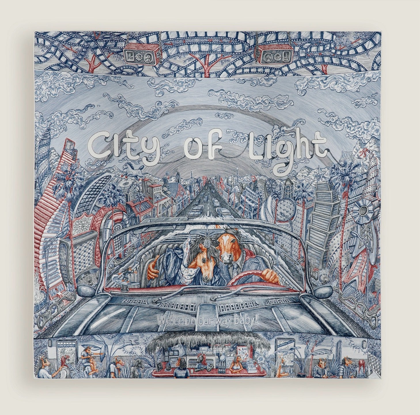 HERMÈS Carré 90 Silk Twill Scarf – La Ville Lumière, Ardoise Grey, 90 × 90 cm, Brand New