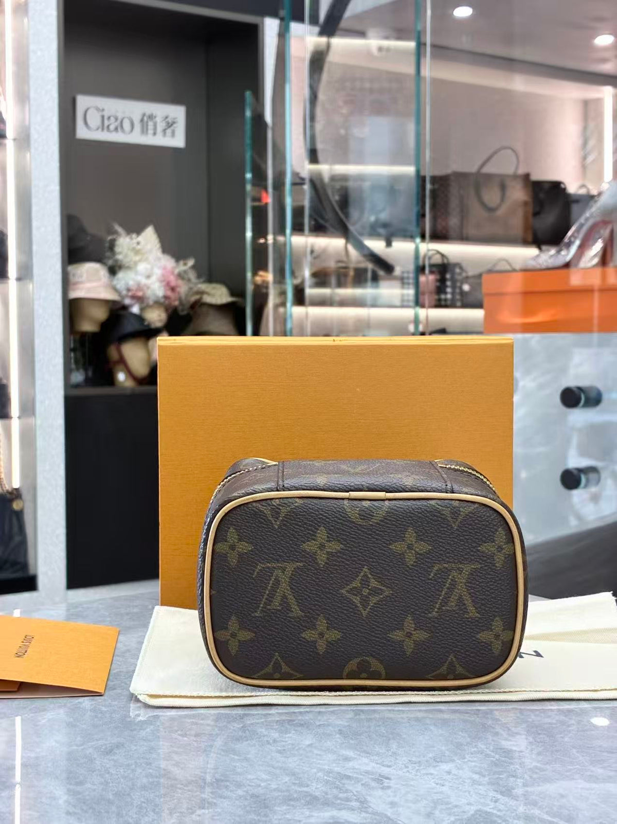 LOUIS VUITTON Nice Nano – Monogram Canvas Toiletry Pouch, Gold Hardware, Brand New