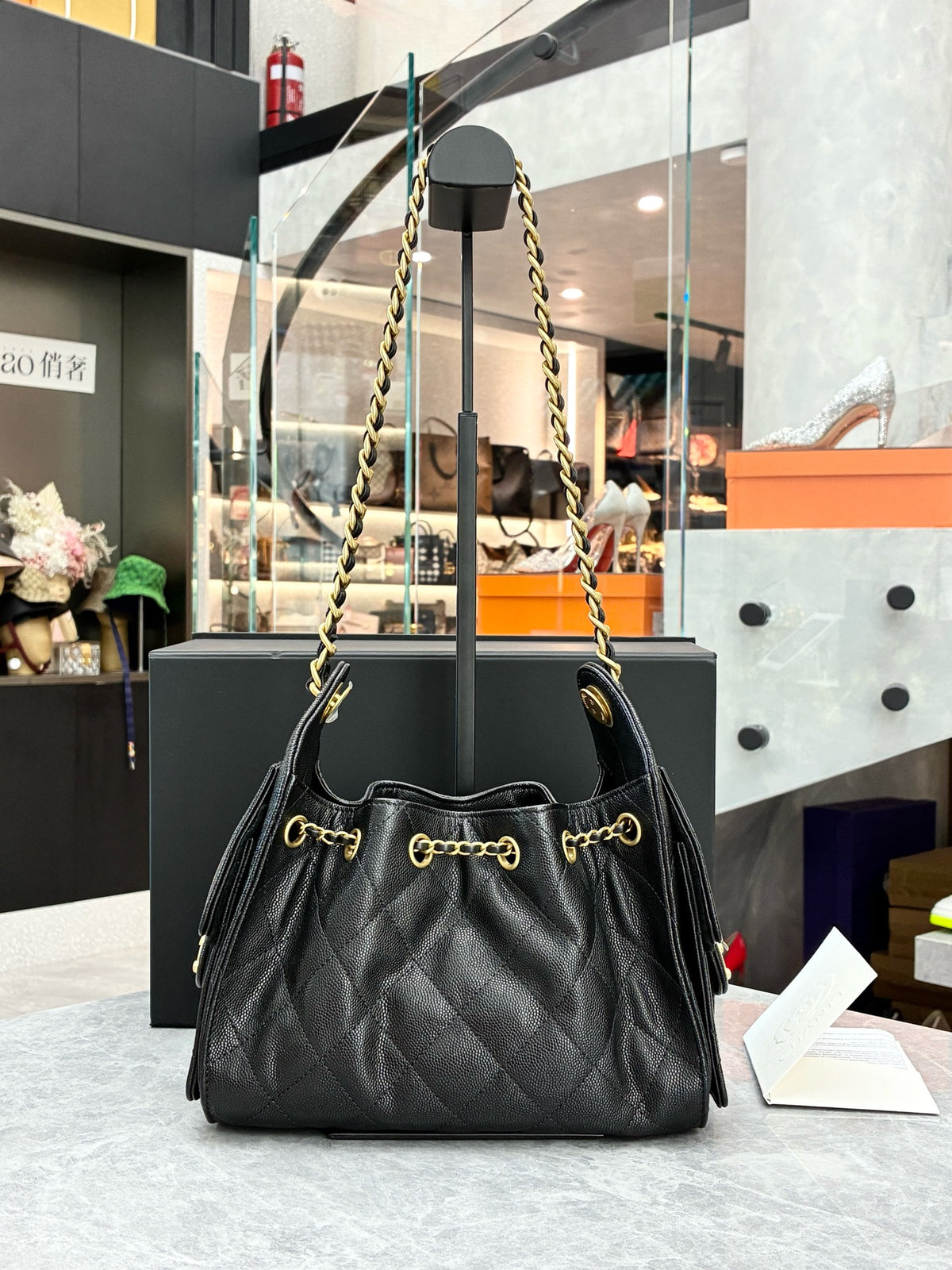 CHANEL 25 Bag Mini – Black Caviar Leather, Gold Hardware, Microchip Era, Excellent Pre-Owned
