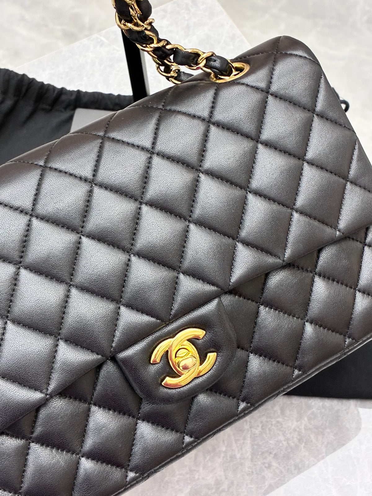 CHANEL Classic Flap Medium – Black Lambskin, Gold Hardware, 13 Series Card, Very Good Pre-Owned