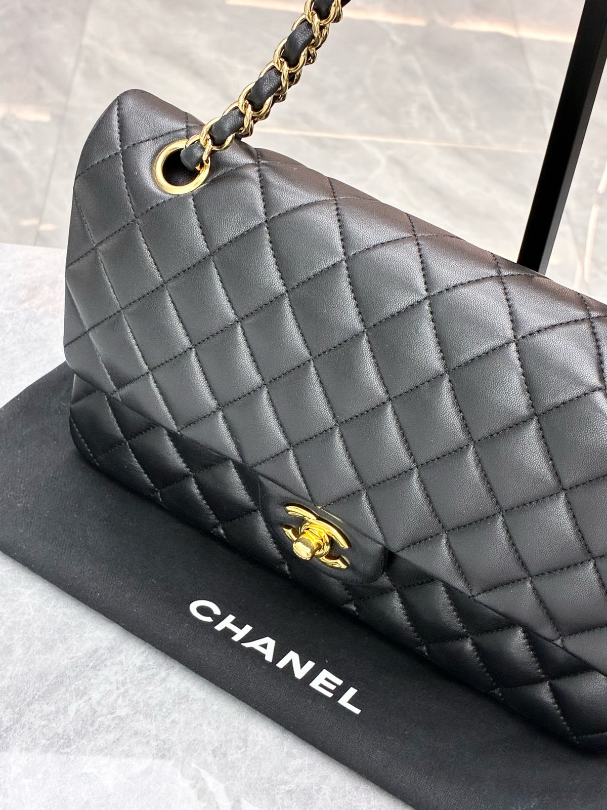 CHANEL Classic Flap Medium – Black Lambskin, Gold Hardware, 13 Series Card, Very Good Pre-Owned