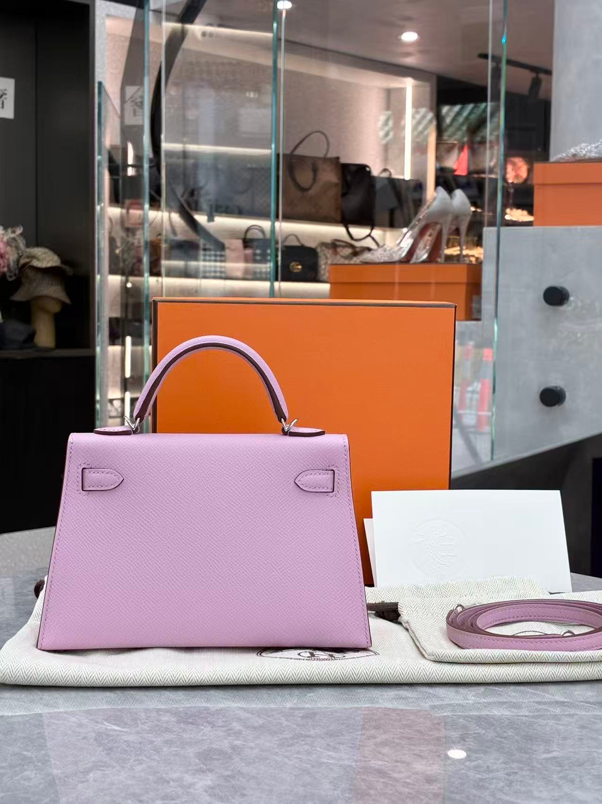 HERMÈS Mini Kelly II – Mauve Sylvestre Epsom Leather, Palladium Hardware, G Stamp, 2026, Brand New
