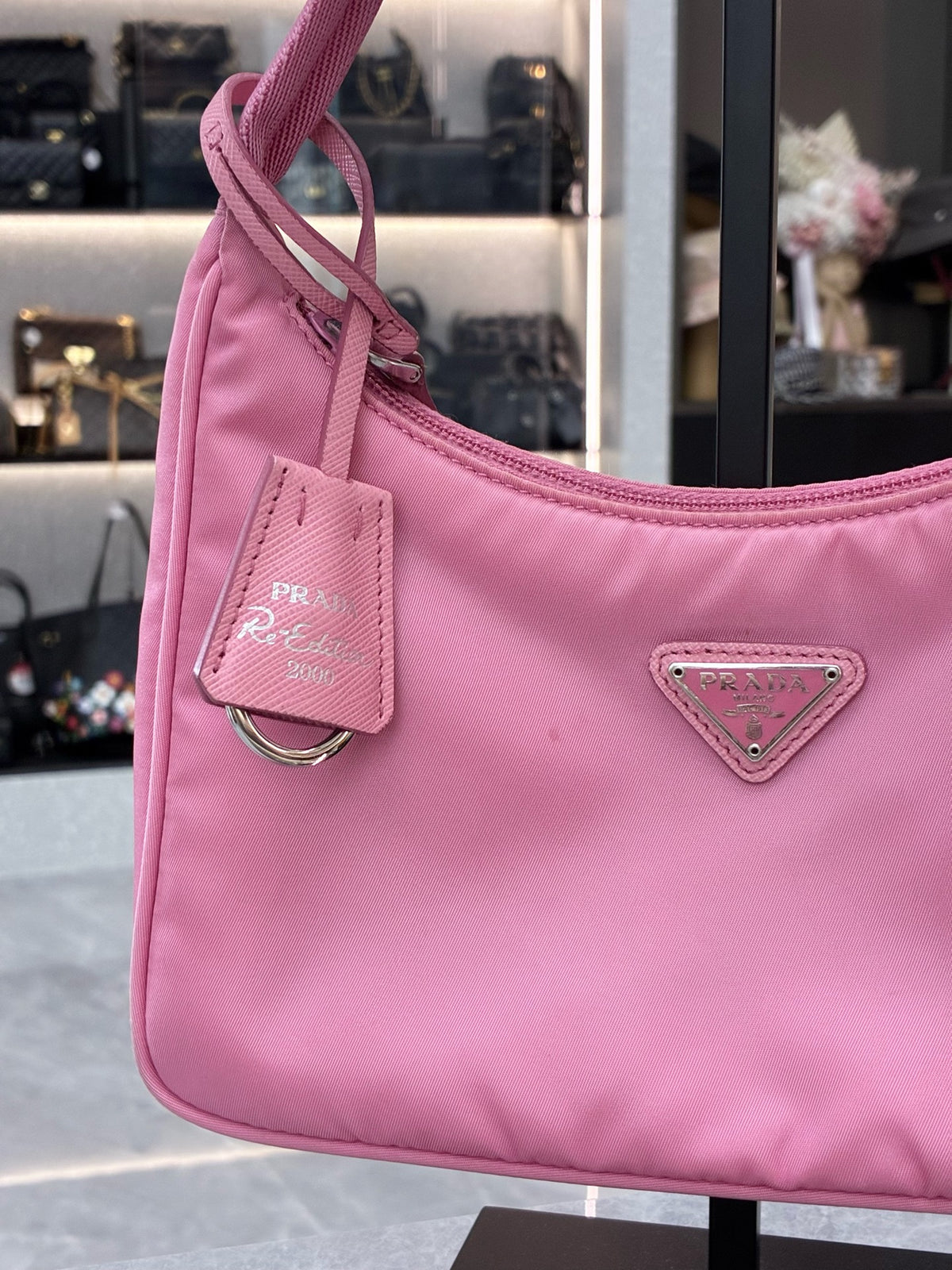 PRADA Hobo 2005 – Pink Re-Nylon with Matching Parachute Strap, Good Pre-Owned