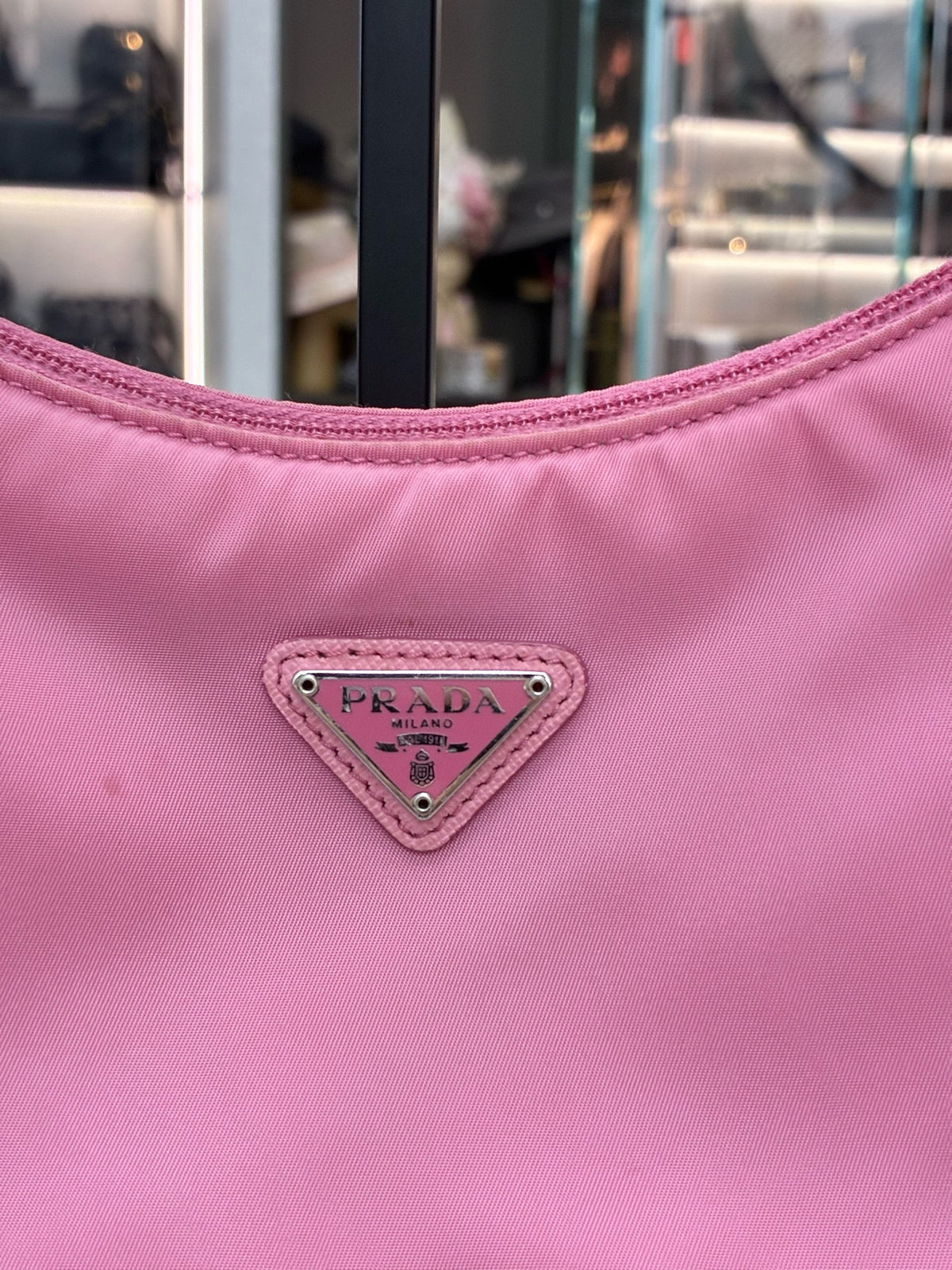 PRADA Hobo 2005 – Pink Re-Nylon with Matching Parachute Strap, Good Pre-Owned