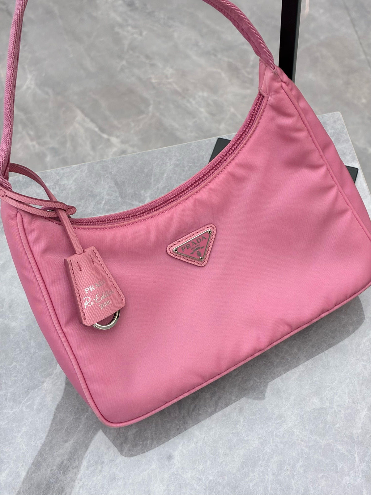 PRADA Hobo 2005 – Pink Re-Nylon with Matching Parachute Strap, Good Pre-Owned