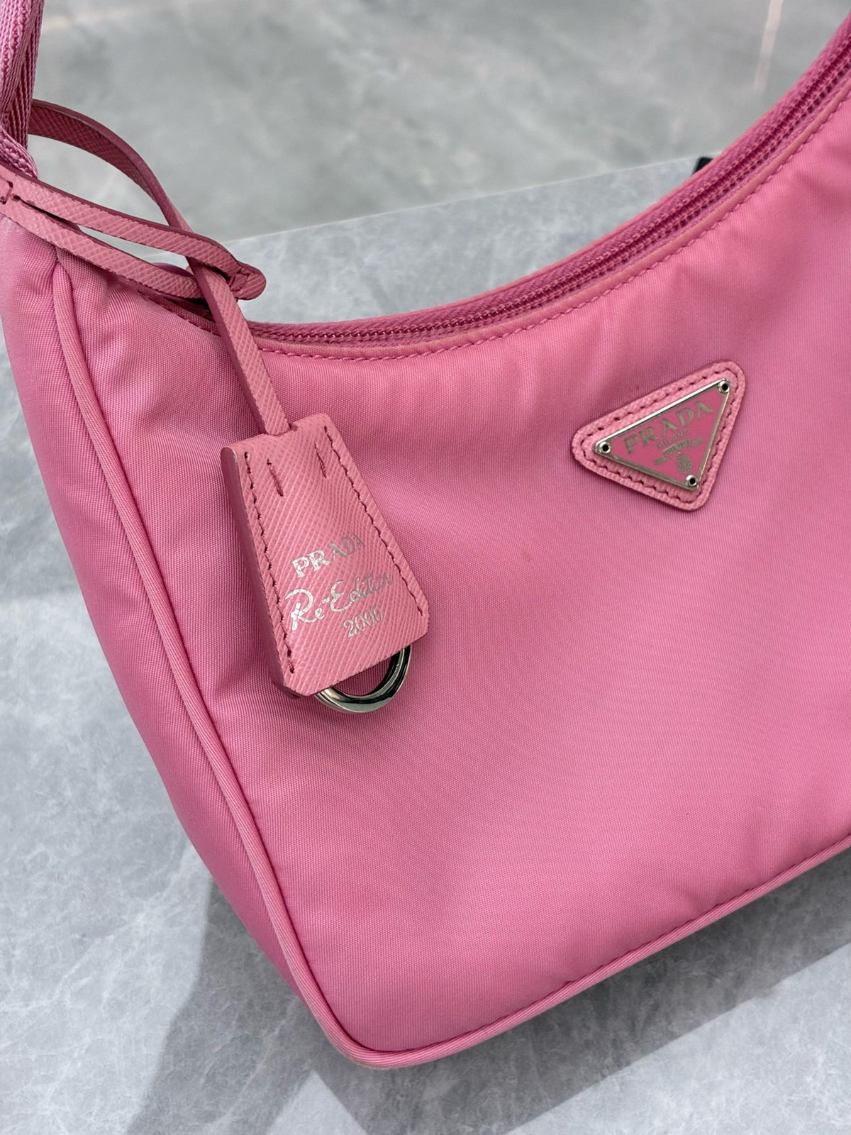 PRADA Hobo 2005 – Pink Re-Nylon with Matching Parachute Strap, Good Pre-Owned