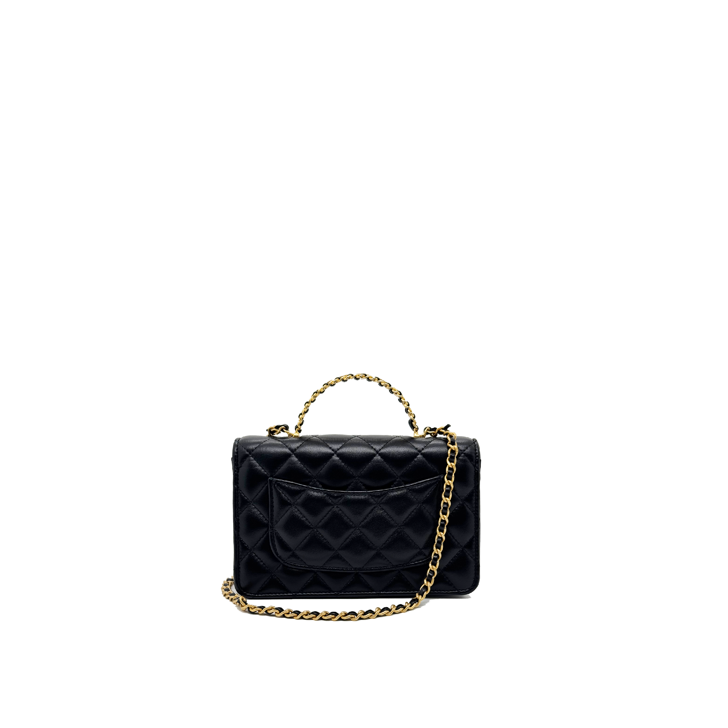Chanel letter logo top handle Flap Bag  lambskin leather