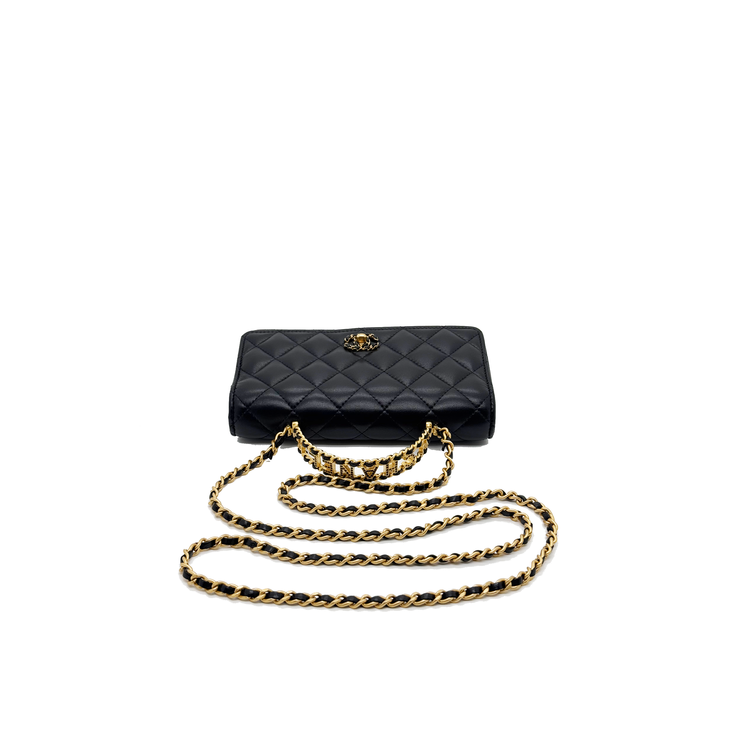Chanel letter logo top handle Flap Bag  lambskin leather