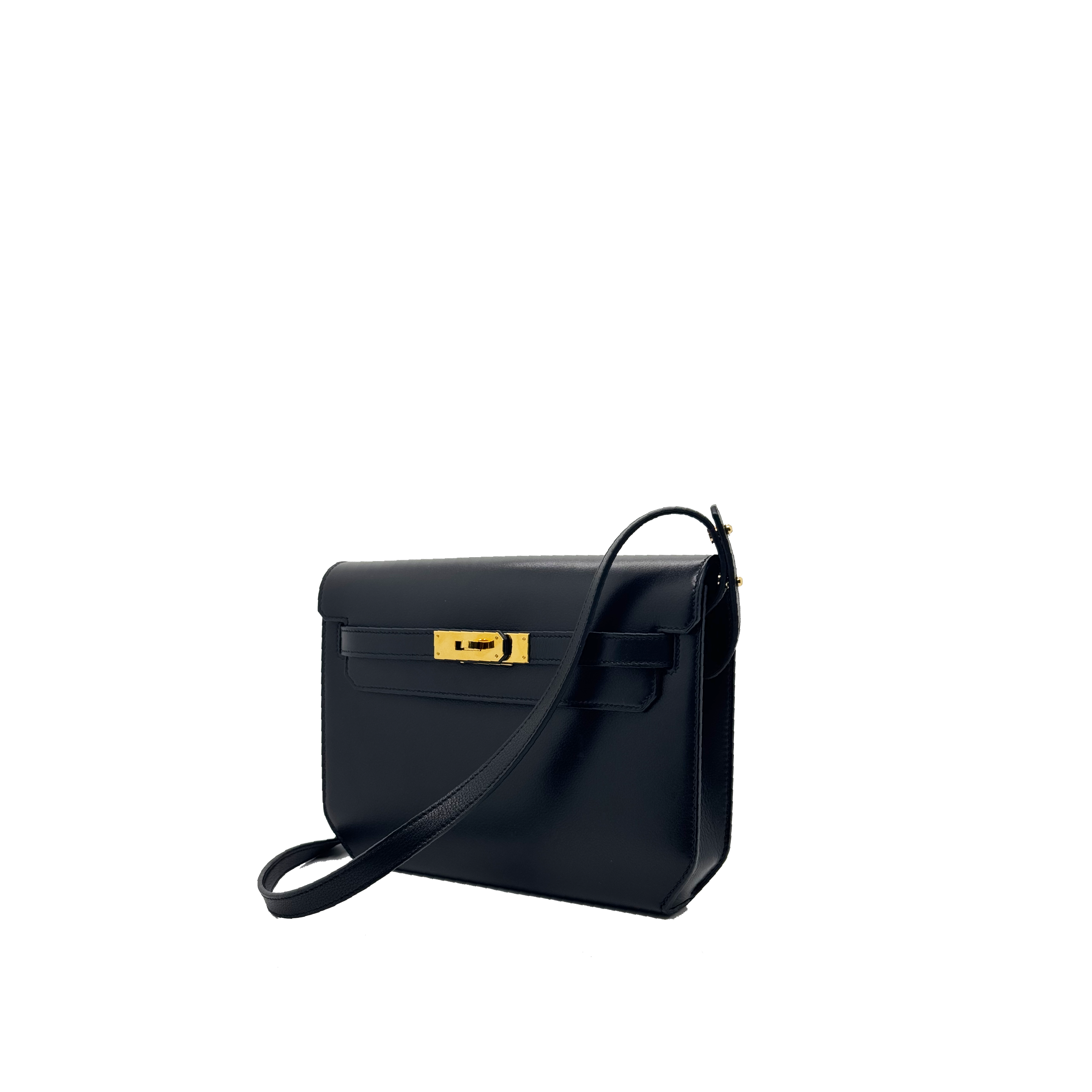 Hermes Kelly Depeches 25 Tadelakt Noir Black stamp U