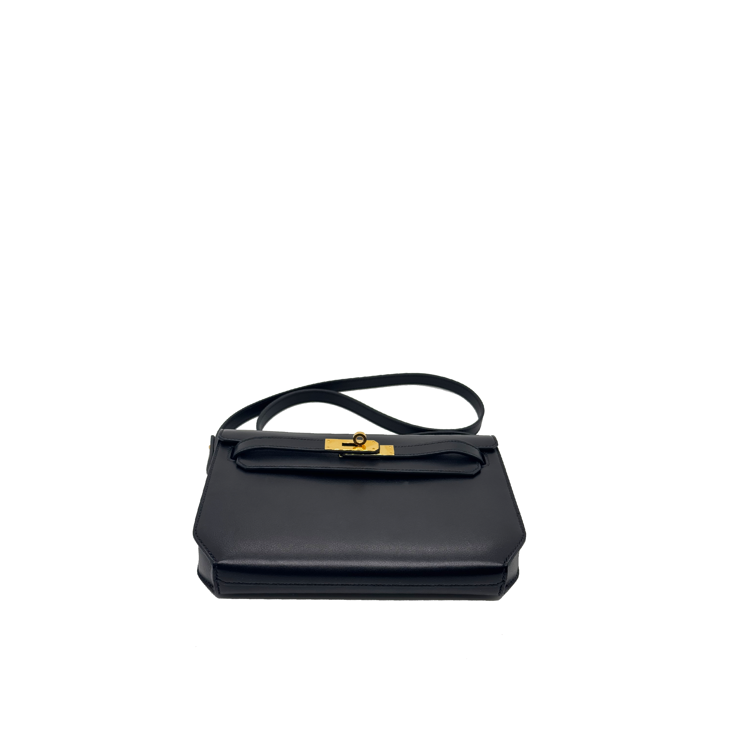 Hermes Kelly Depeches 25 Tadelakt Noir Black stamp U