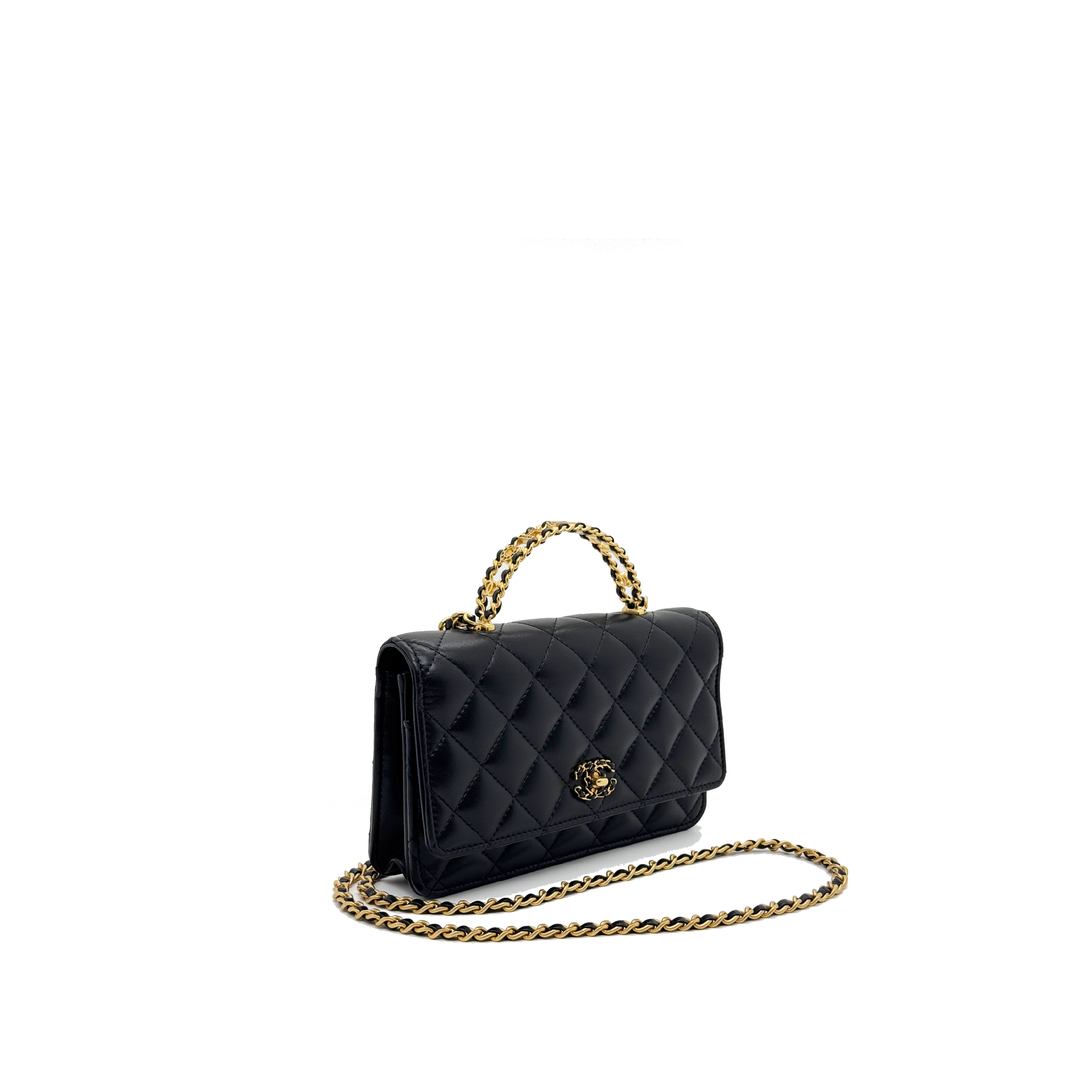 Chanel letter logo top handle Flap Bag  lambskin leather