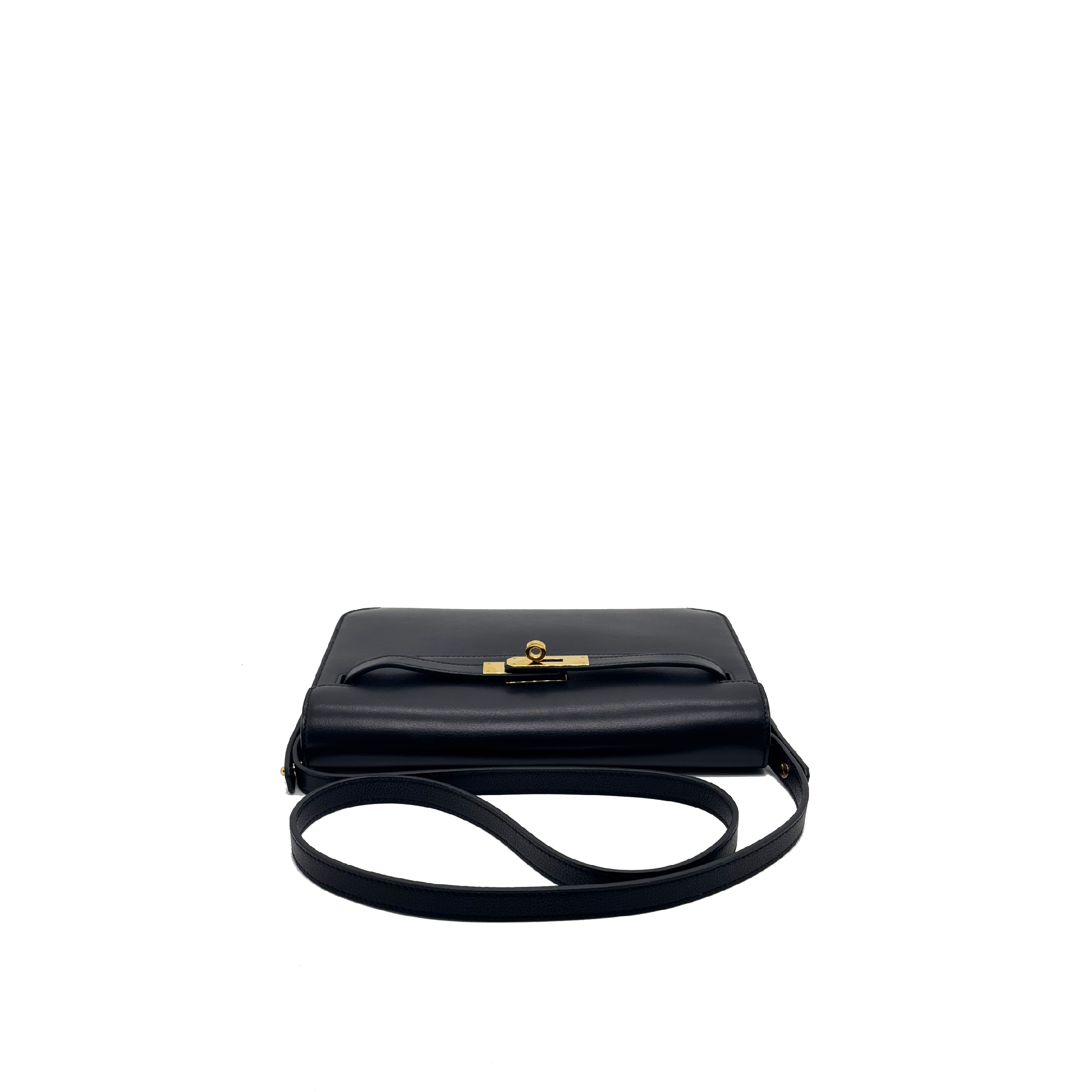Hermes Kelly Depeches 25 Tadelakt Noir Black stamp U