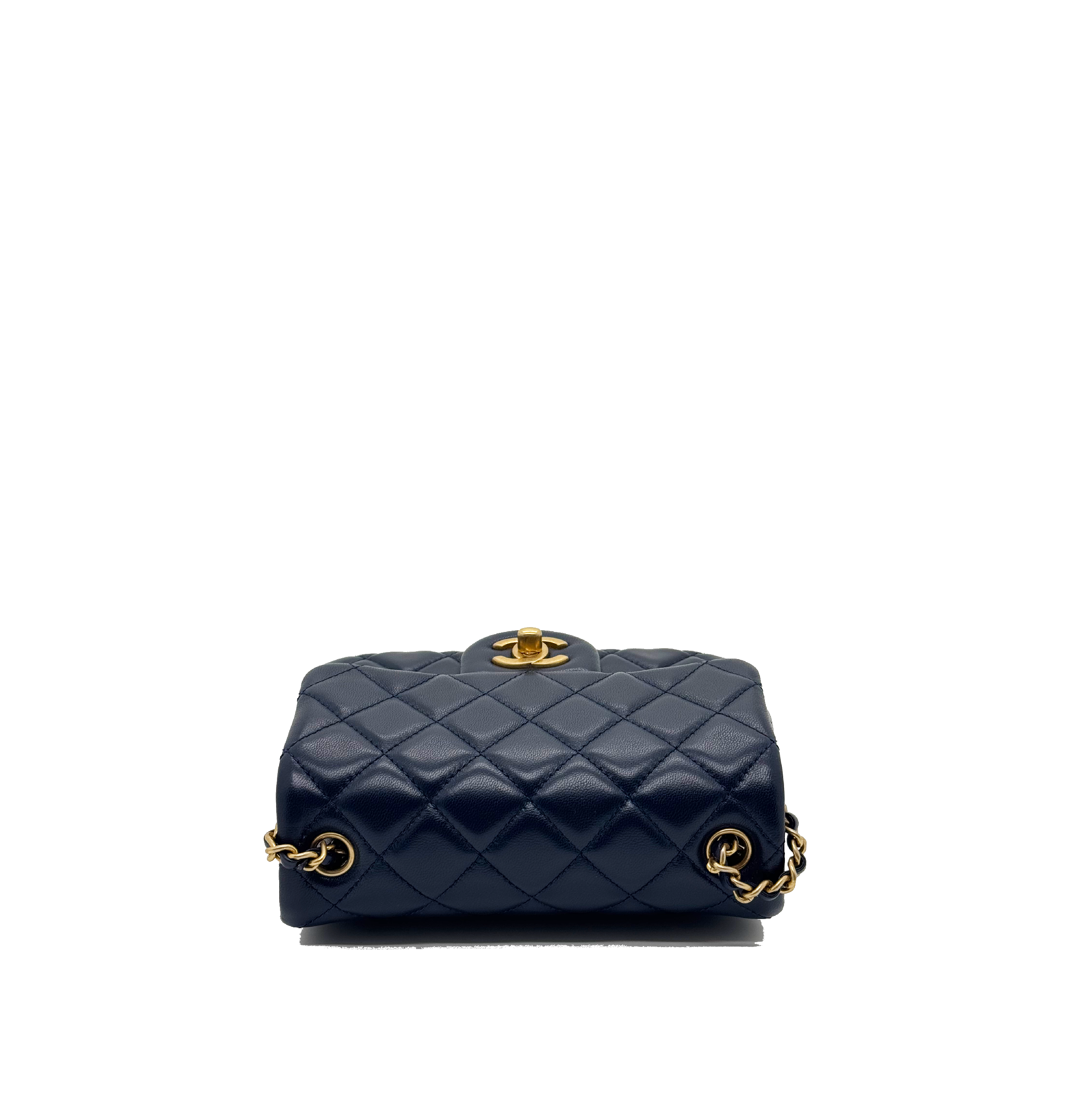CHANEL PEARL CRUSH MINI SQUARE LAMBSKIN NAVY BRUSHED GHW