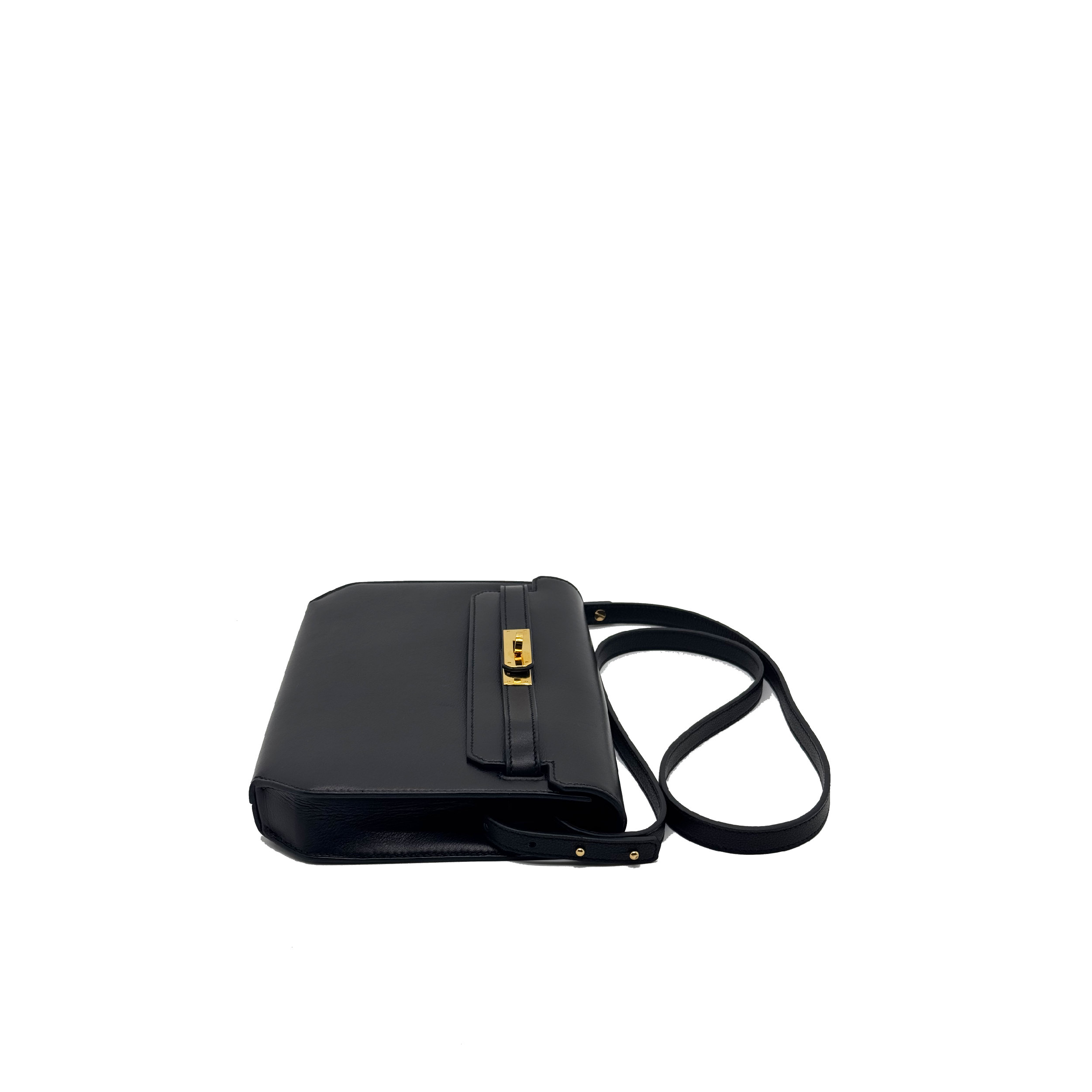 Hermes Kelly Depeches 25 Tadelakt Noir Black stamp U