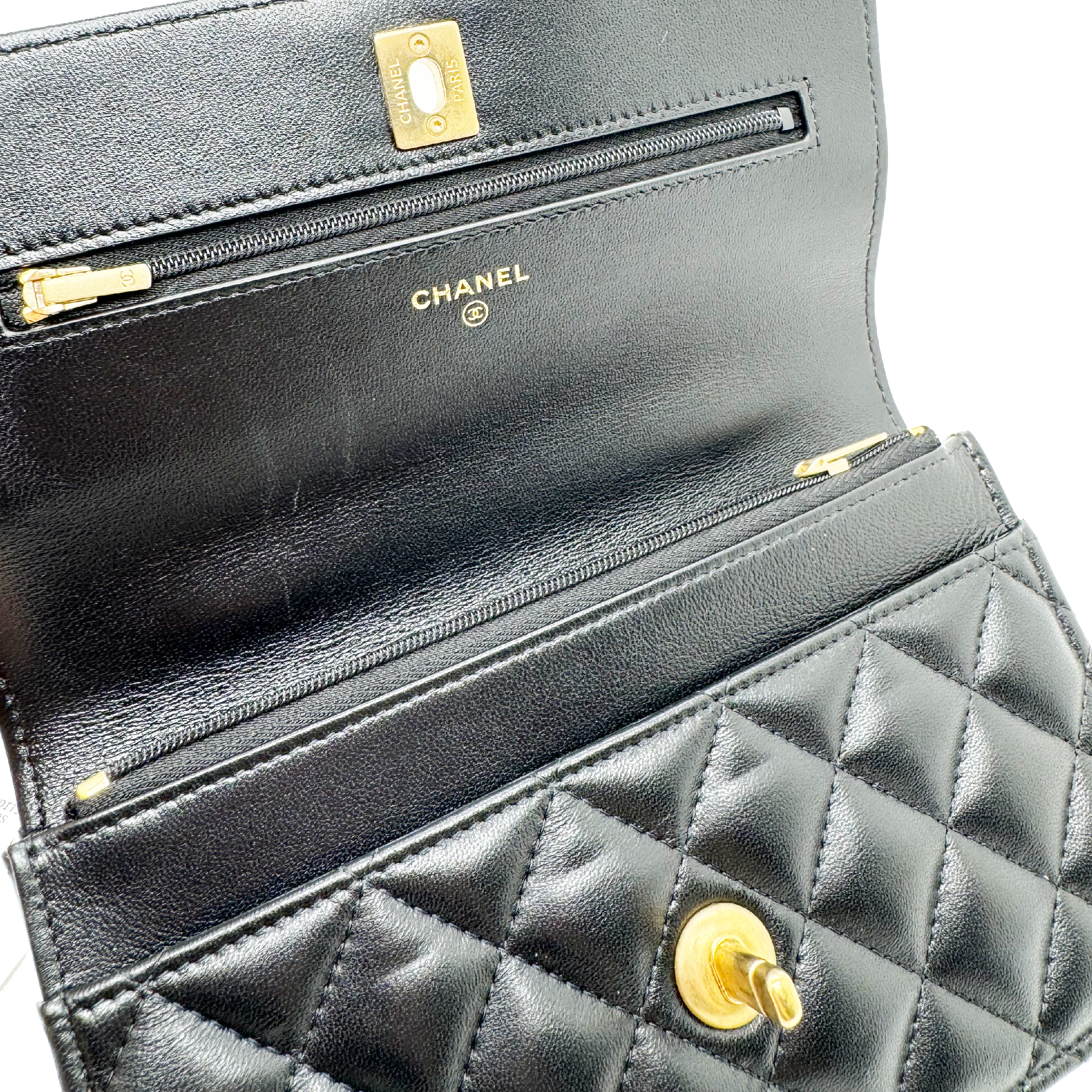 Chanel letter logo top handle Flap Bag  lambskin leather