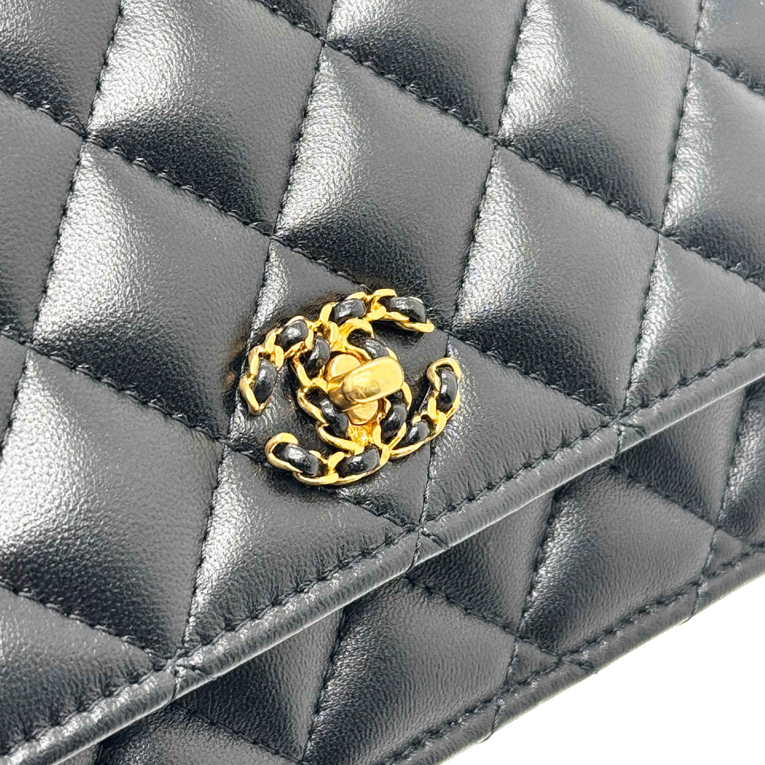 Chanel letter logo top handle Flap Bag  lambskin leather