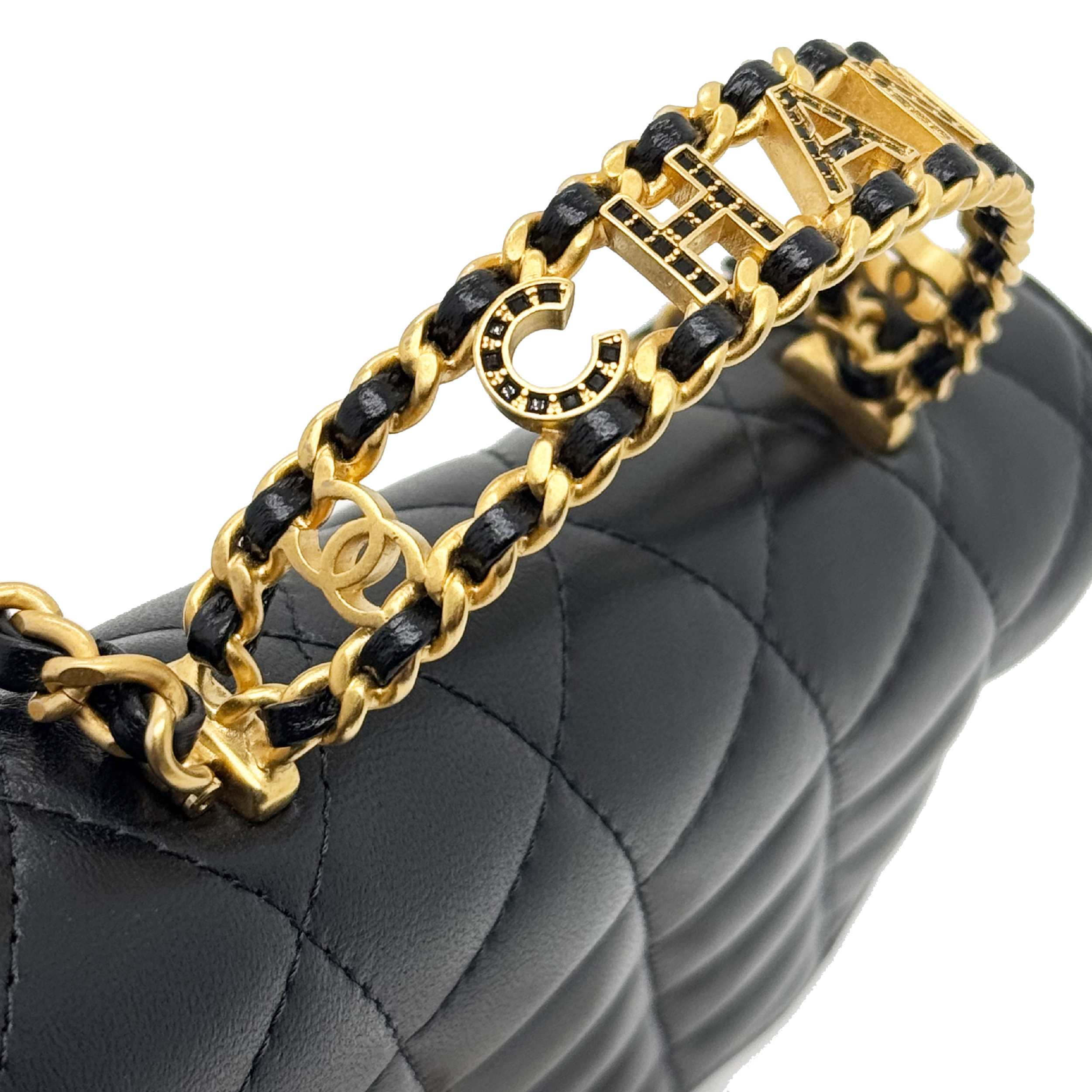 Chanel letter logo top handle Flap Bag  lambskin leather