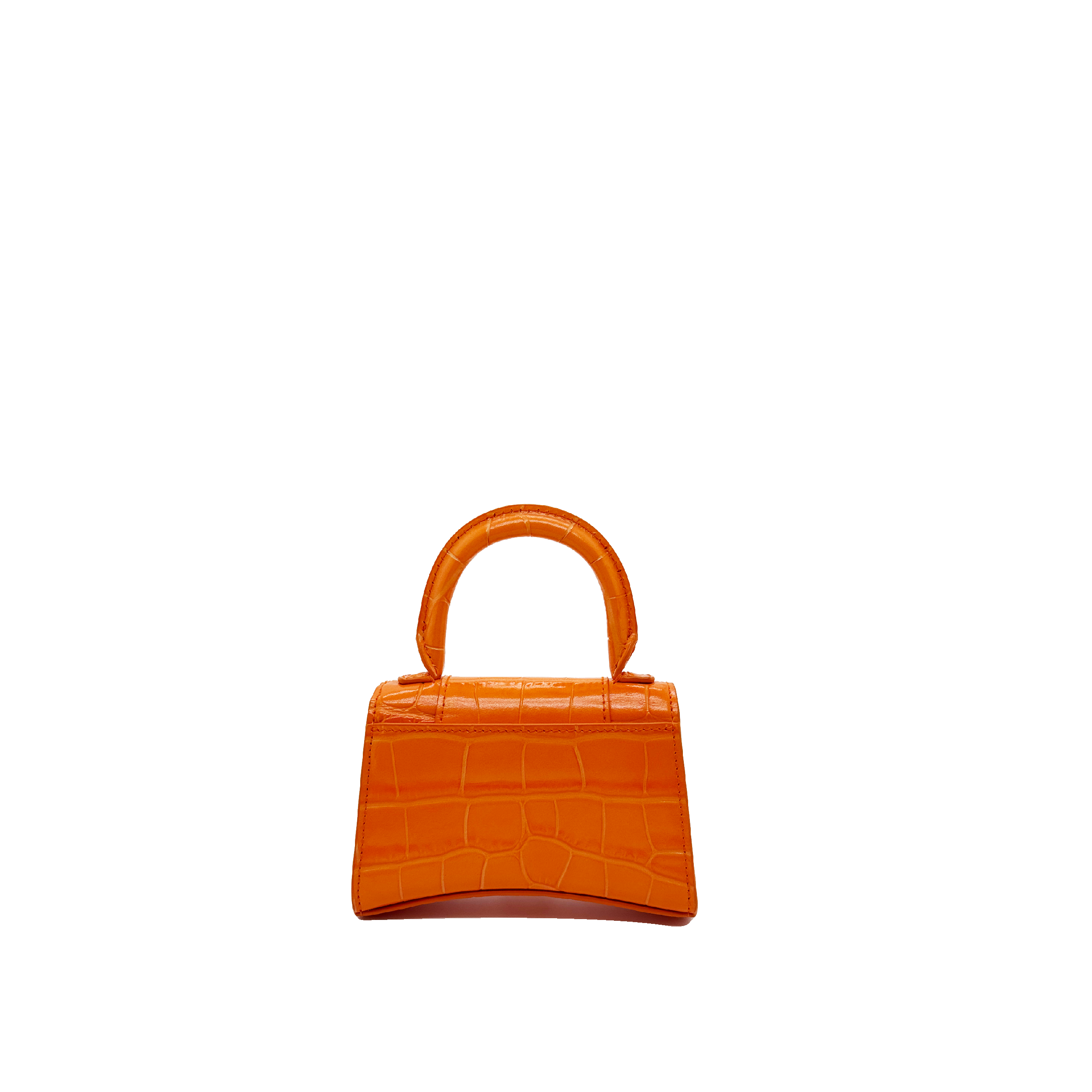BALENCIAGA Hourglass mini croc-effect leather tote orange