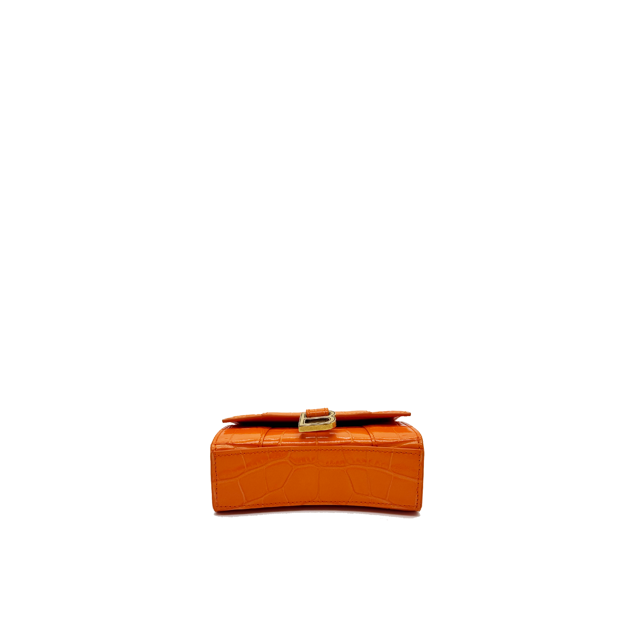 BALENCIAGA Hourglass mini croc-effect leather tote orange