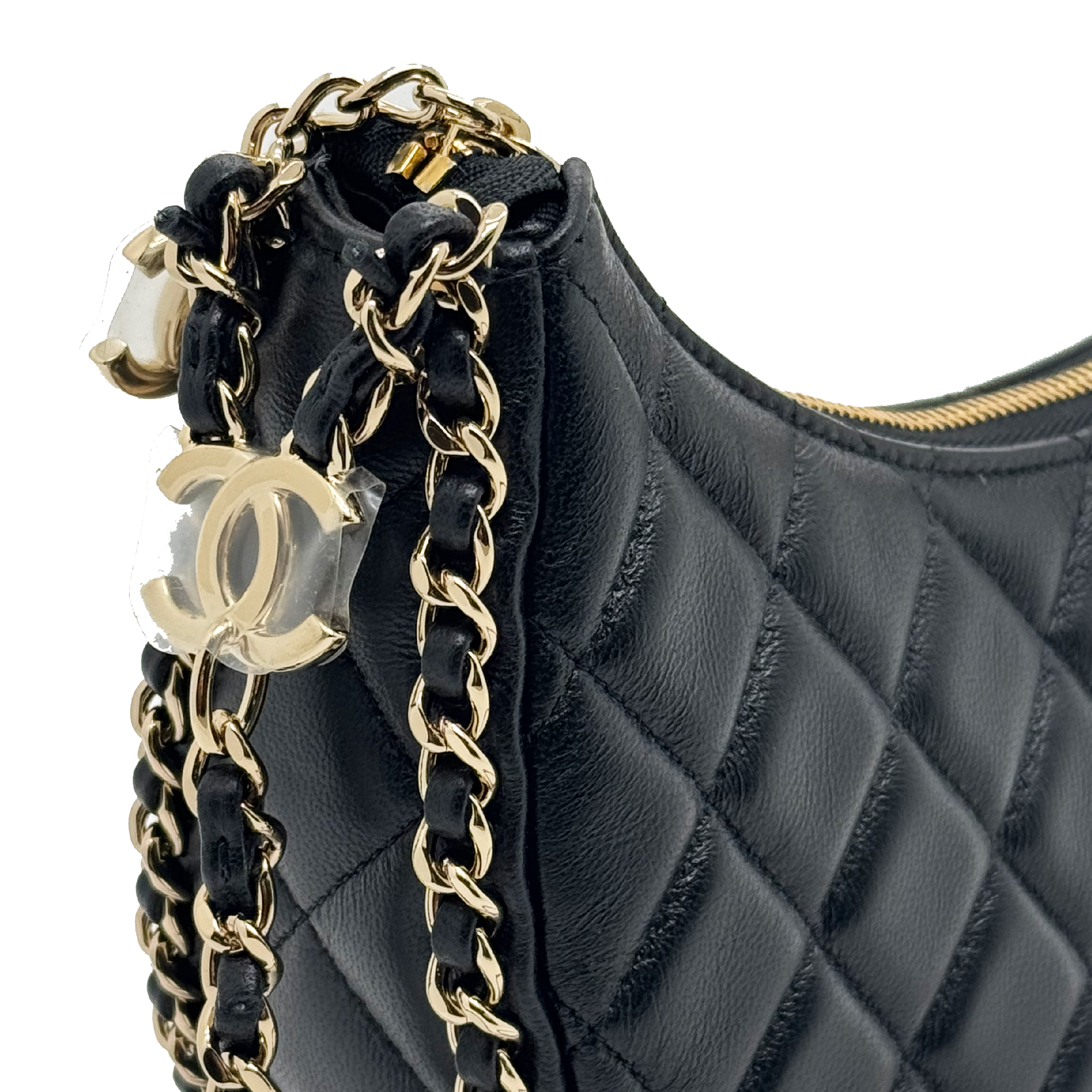 Chanel 2023 Small Hobo Bag Black Lambskin