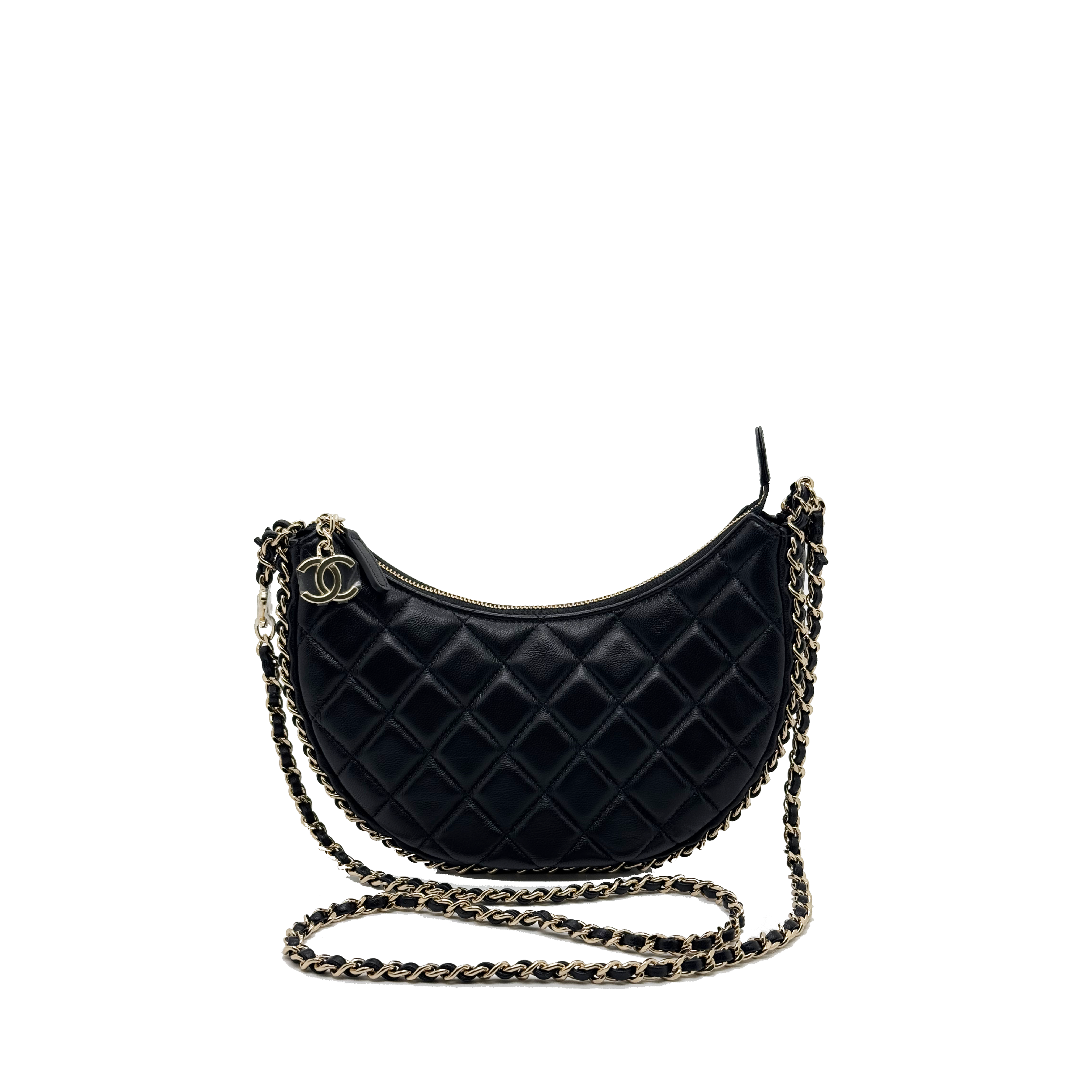 Chanel 2023 Small Hobo Bag Black Lambskin