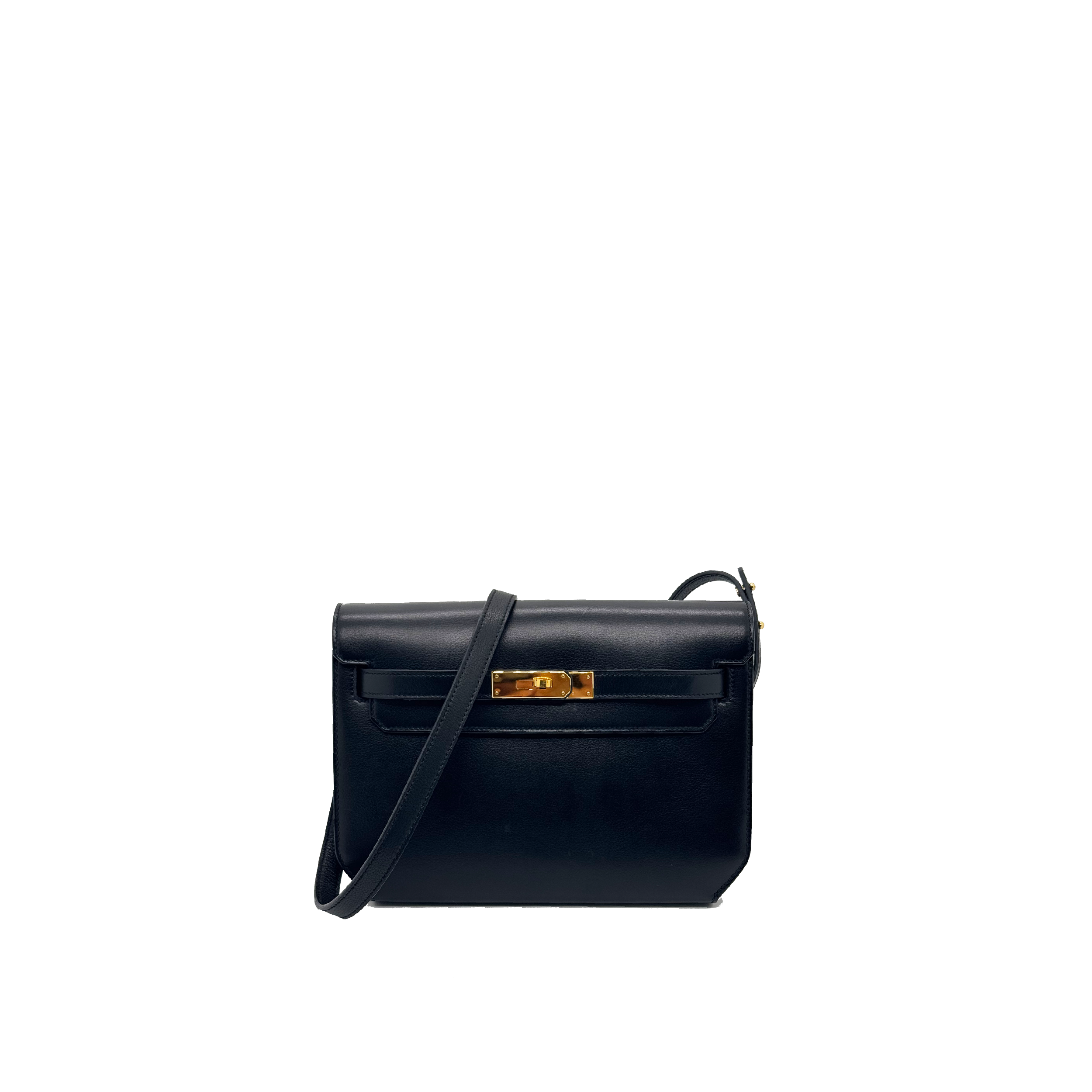 Hermes Kelly Depeches 25 Tadelakt Noir Black stamp U