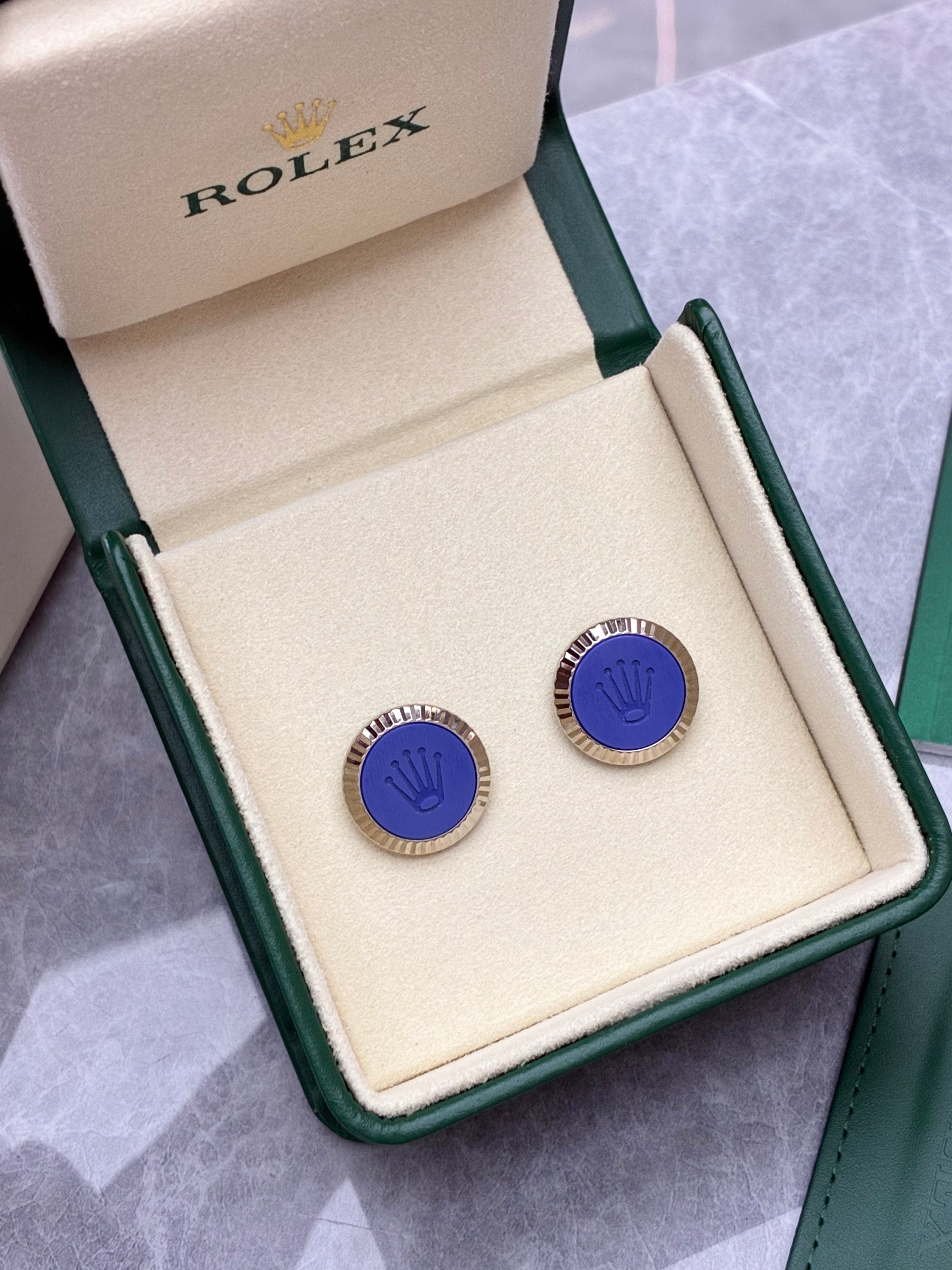 Rolex Blue White Gold ‘Fluted’ Cufflinks A1039
