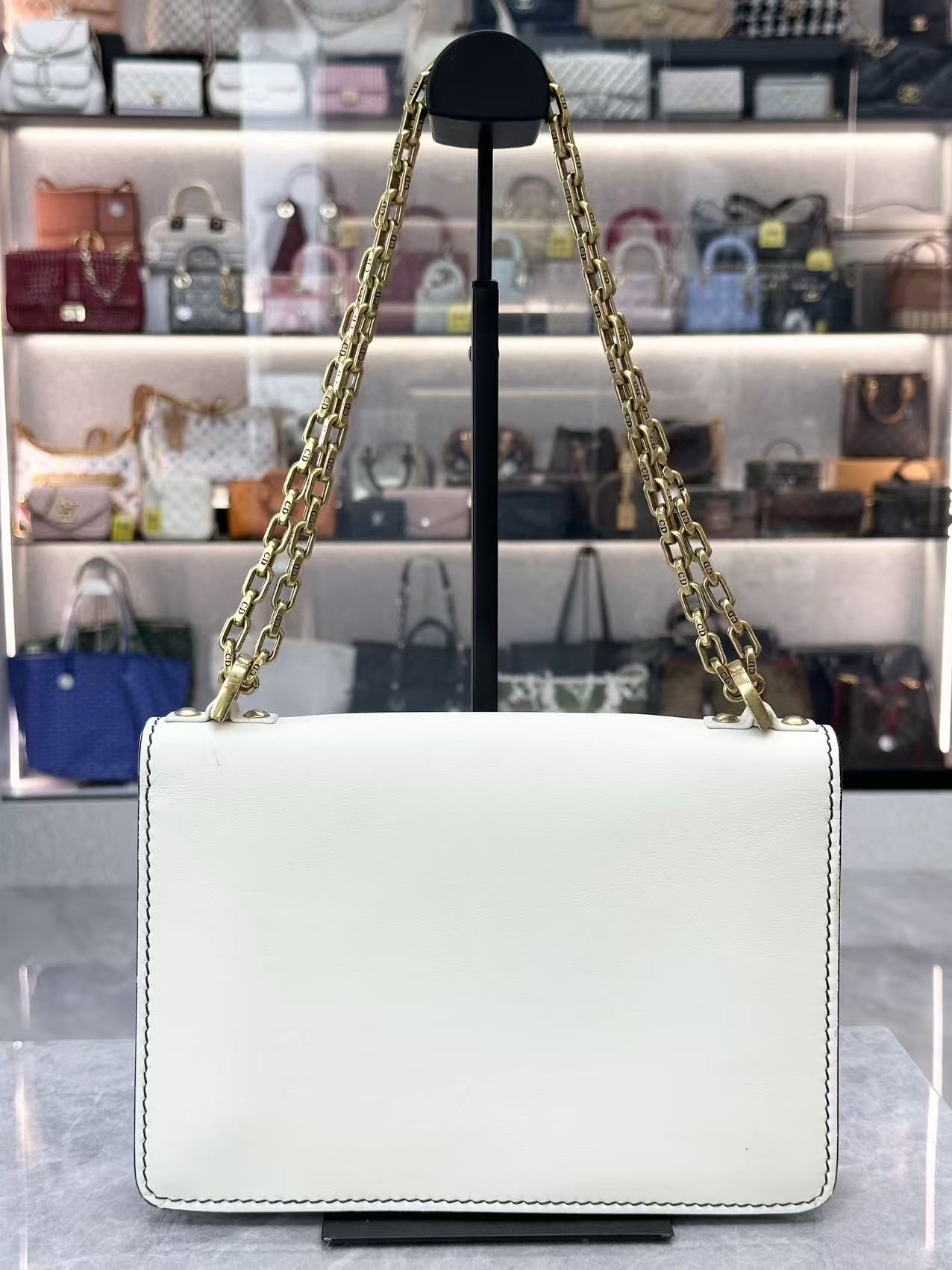 Christian Dior J'adior Medium White Calfskin Chain Flap Bag